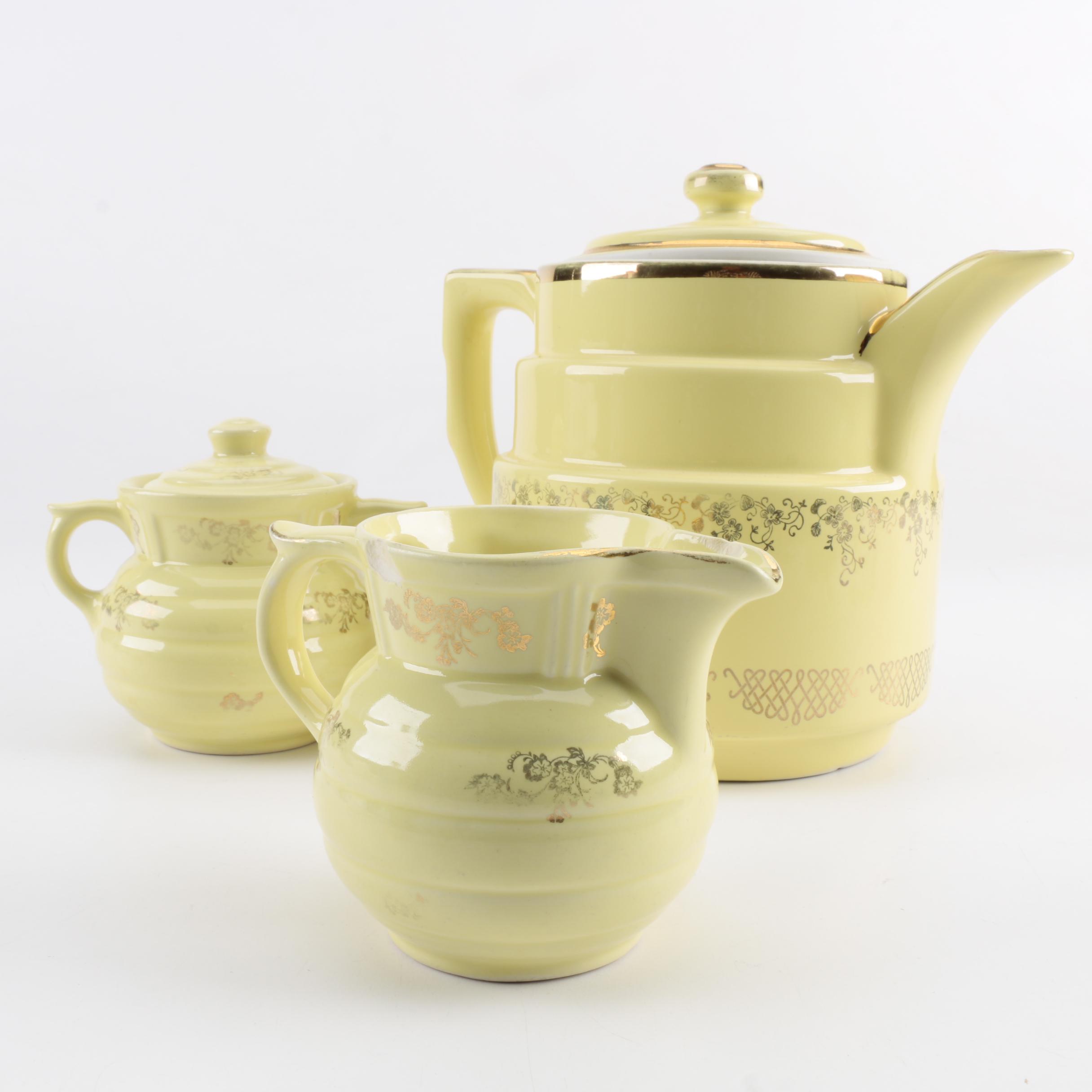 Vintage Ceramic Tea Service Pieces with 22 k Gold Accents