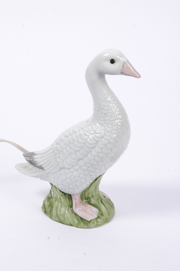 Hand-Painted Porcelain Goose Lamp