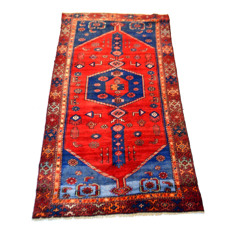 Vintage Hand-Knotted Persian Karaja Heriz Wool Area Rug
