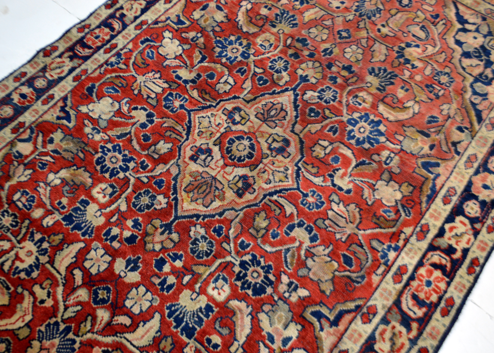 Hand-Knotted Vintage Persian Sarouk Area Rug