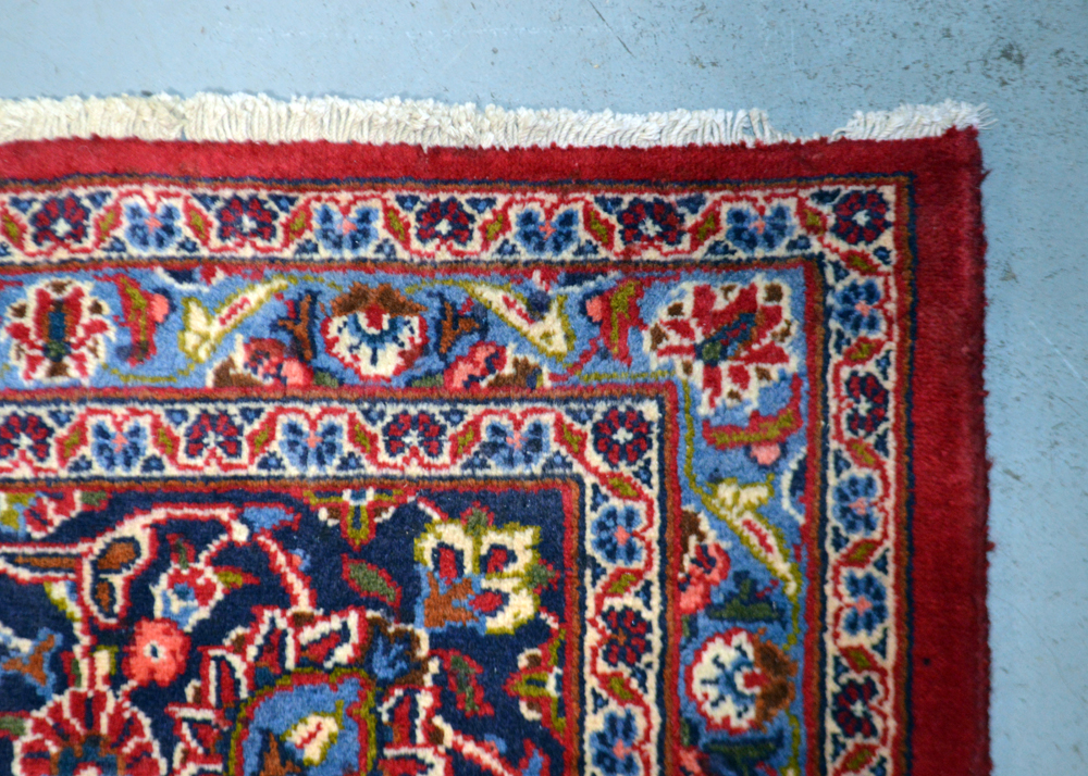 Hand-Knotted Persian Kashan Wool Area Rug