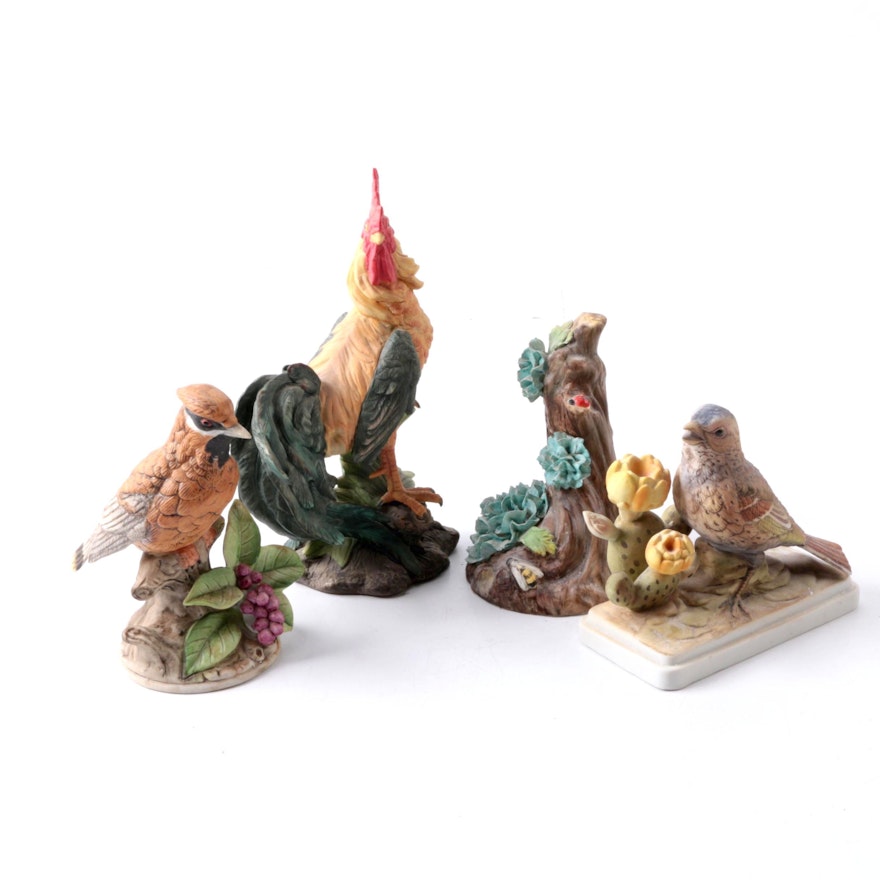 Porcelain Bird Figurines Including Lefton and Aynsley