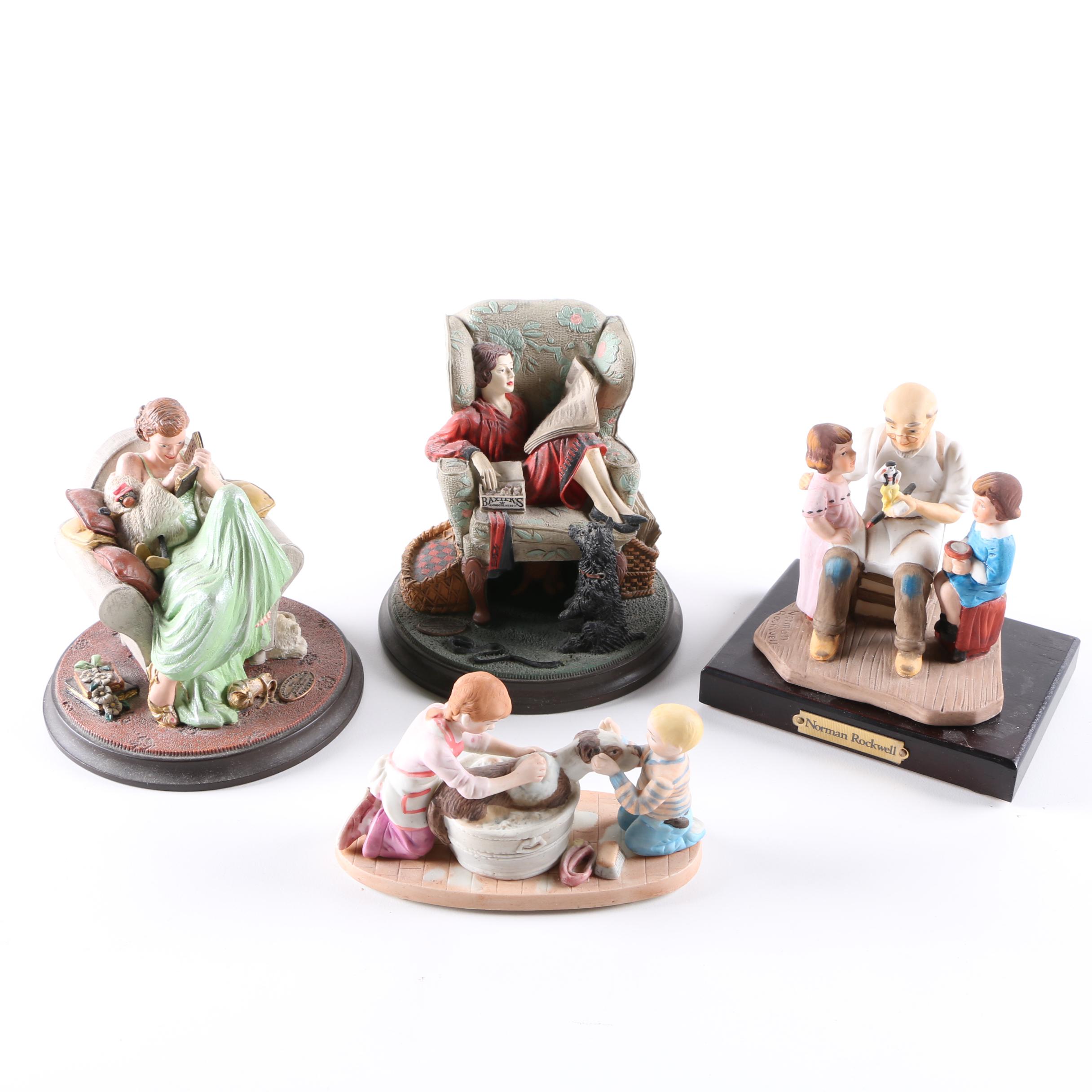 Ceramic Figurines Inspired on Work by Norman Rockwell