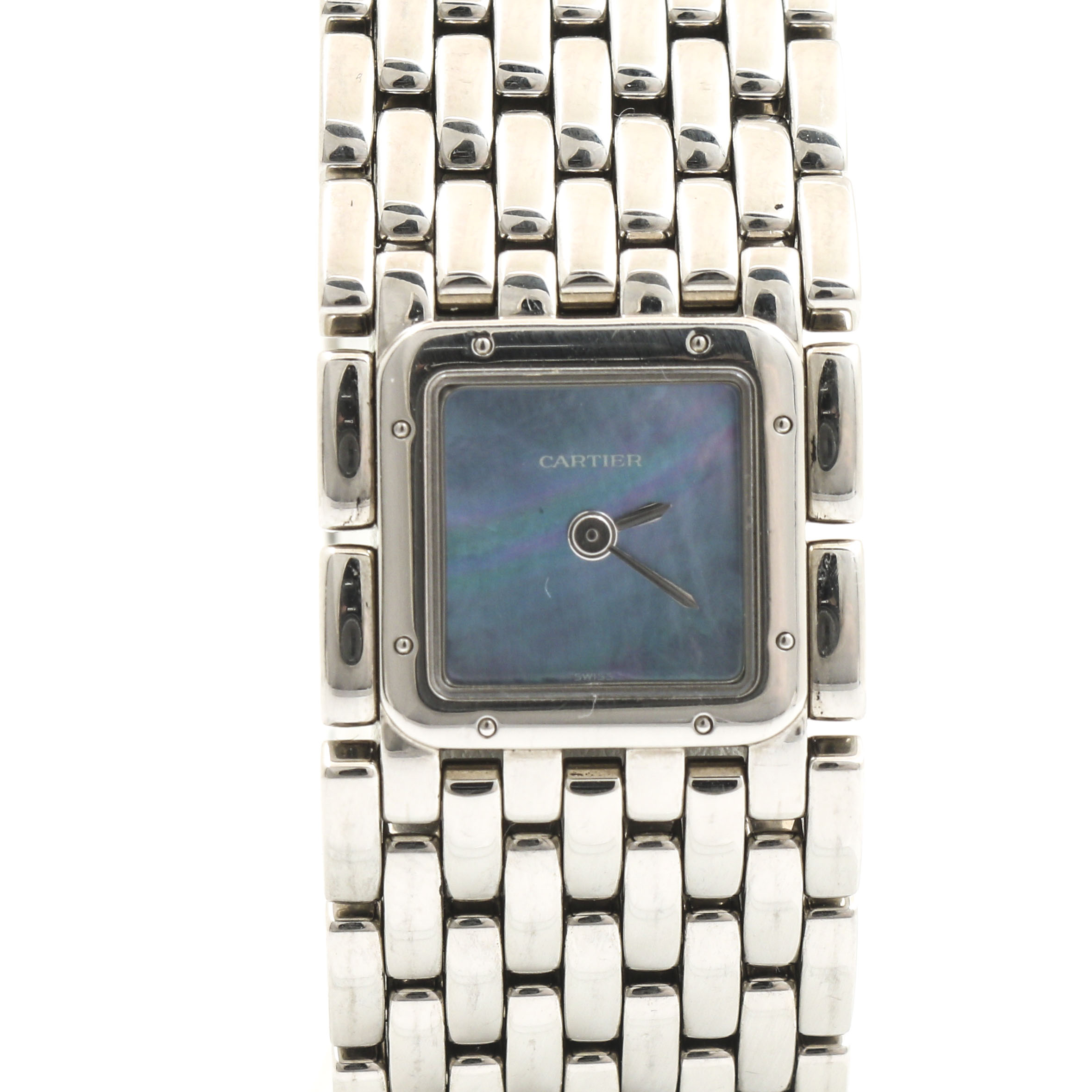 Cartier Stainless Steel Black Mother of Pearl Watch
