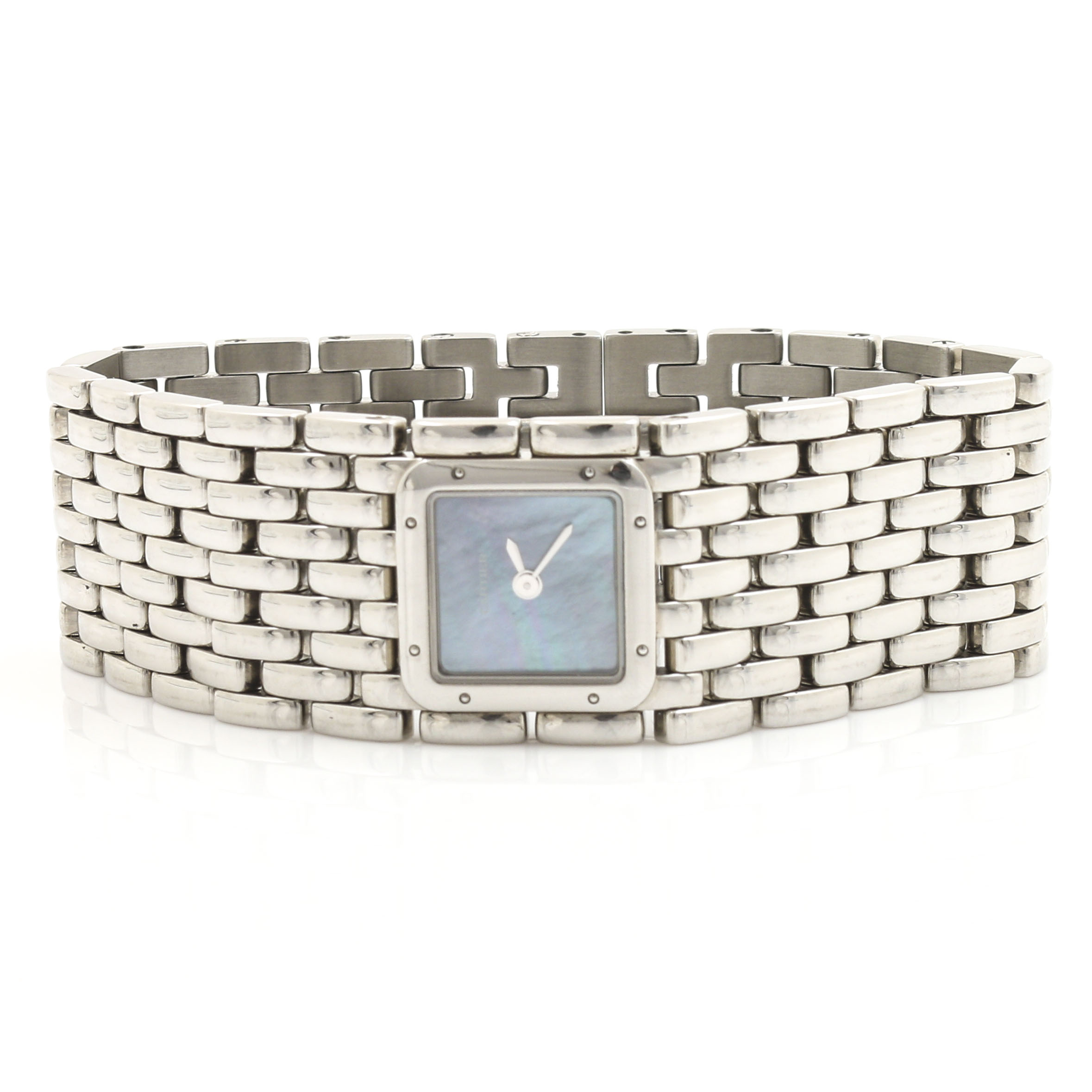 Cartier Stainless Steel Black Mother of Pearl Watch