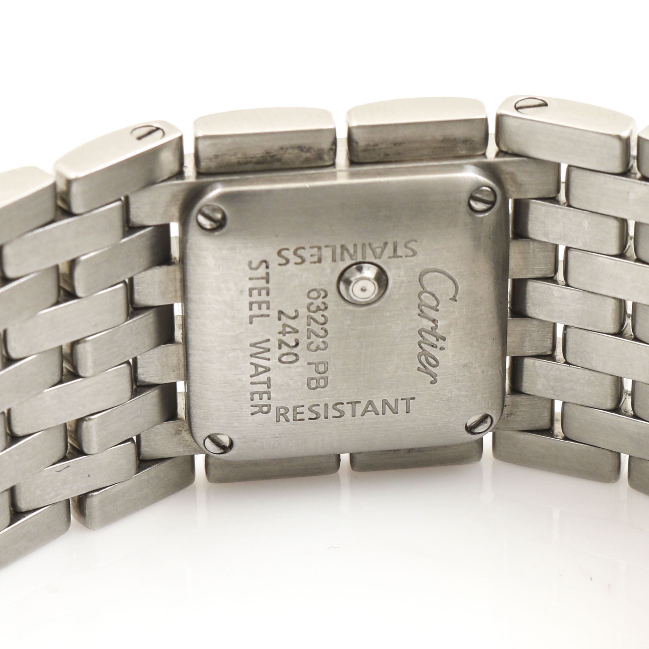 Cartier Stainless Steel Black Mother of Pearl Watch