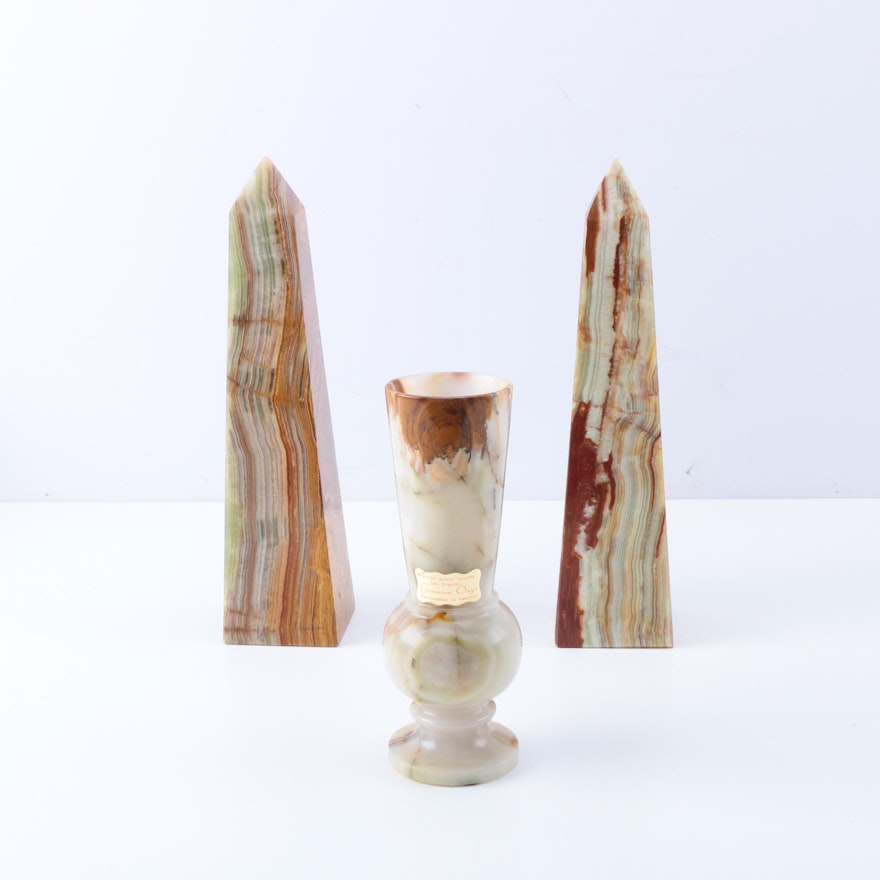 Agate Obelisks and Vase