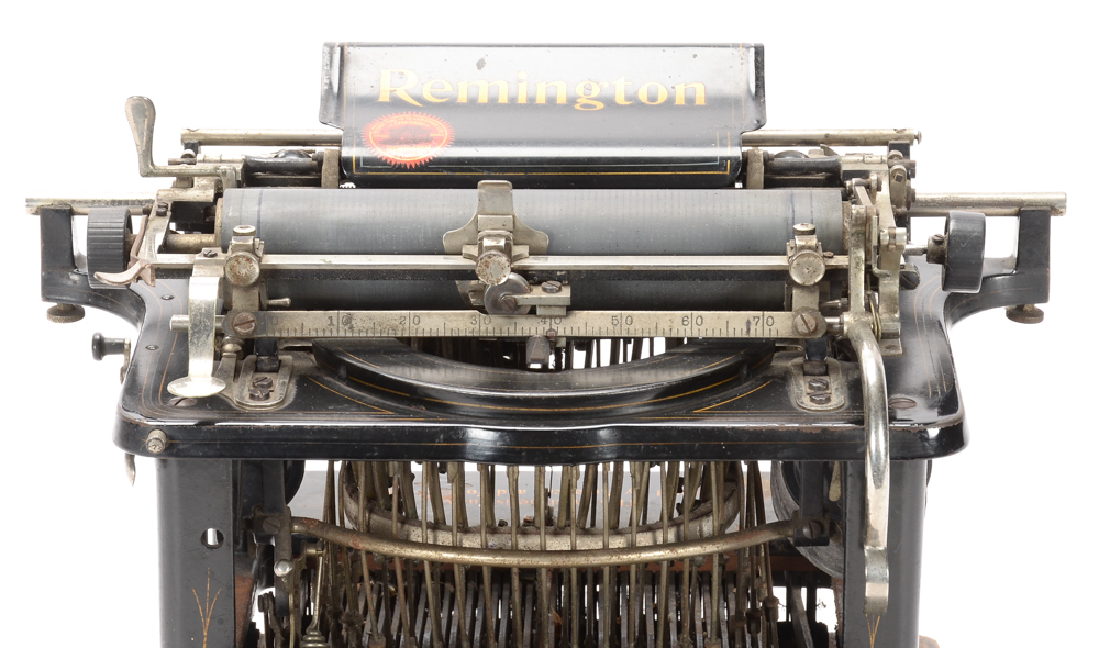 Antique Remington Typewriter and Metal Cover