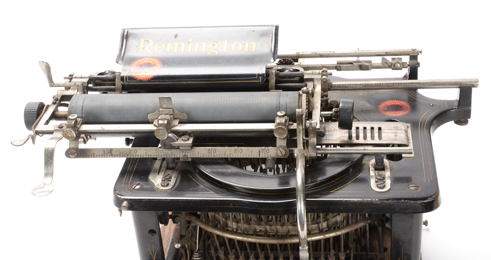 Antique Remington Typewriter and Metal Cover