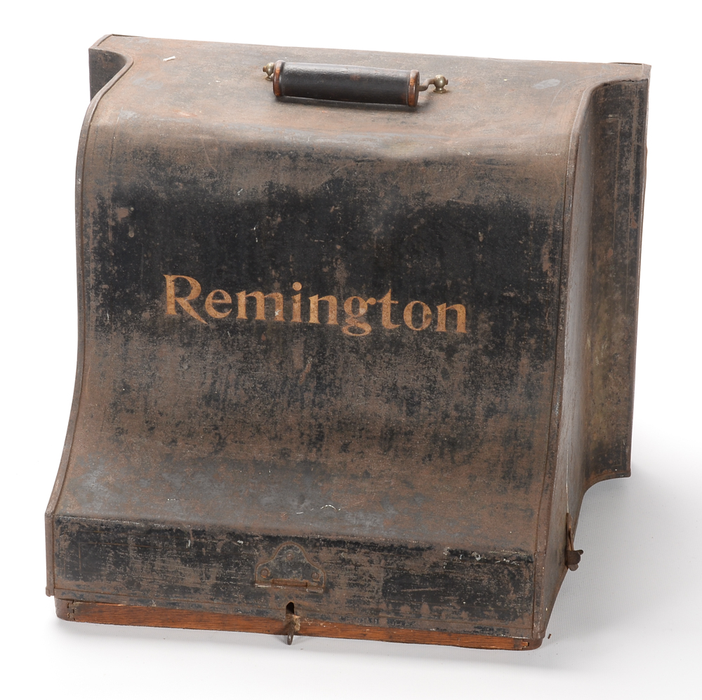 Antique Remington Typewriter and Metal Cover