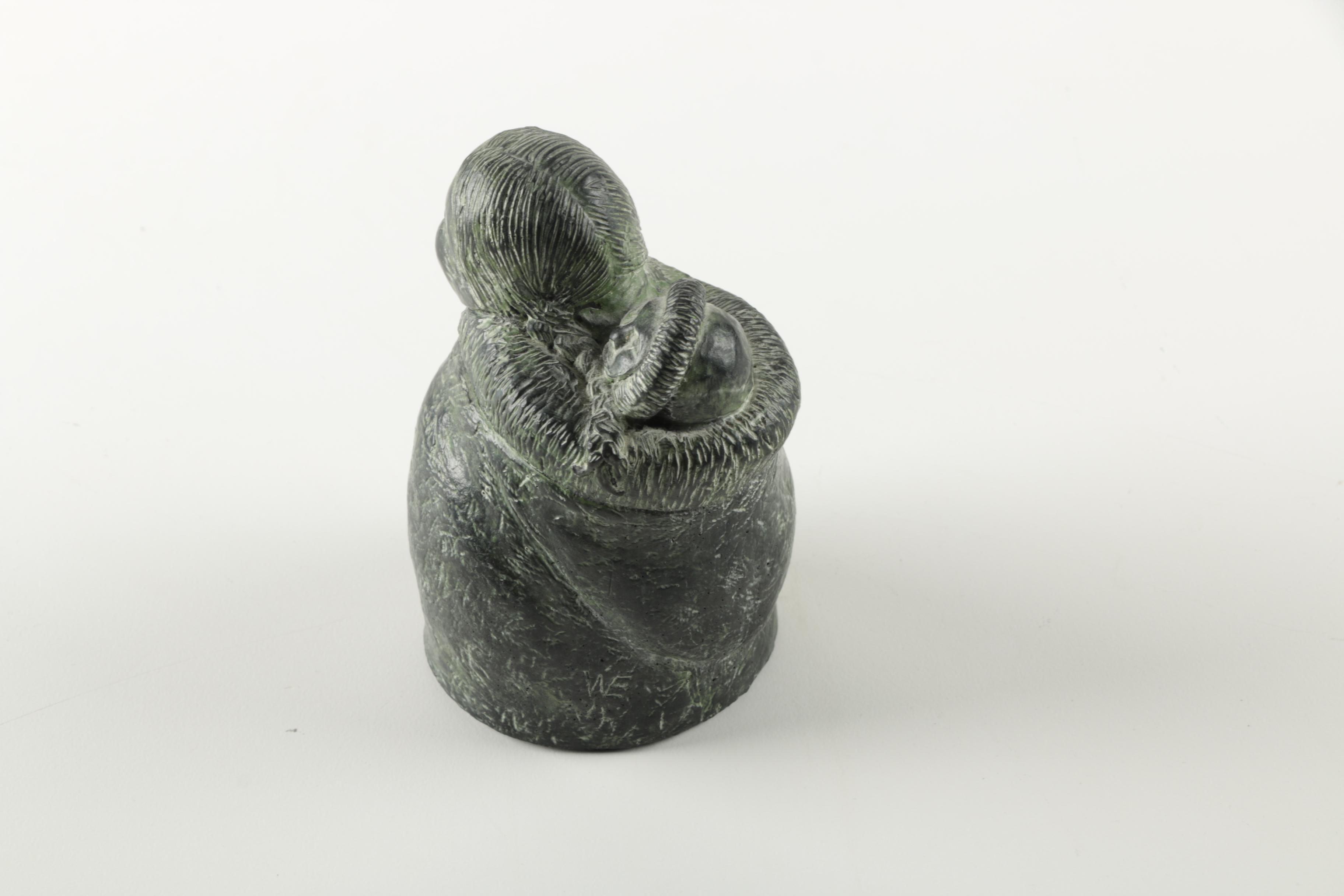 Inuit Mother and Child Resin Figurine