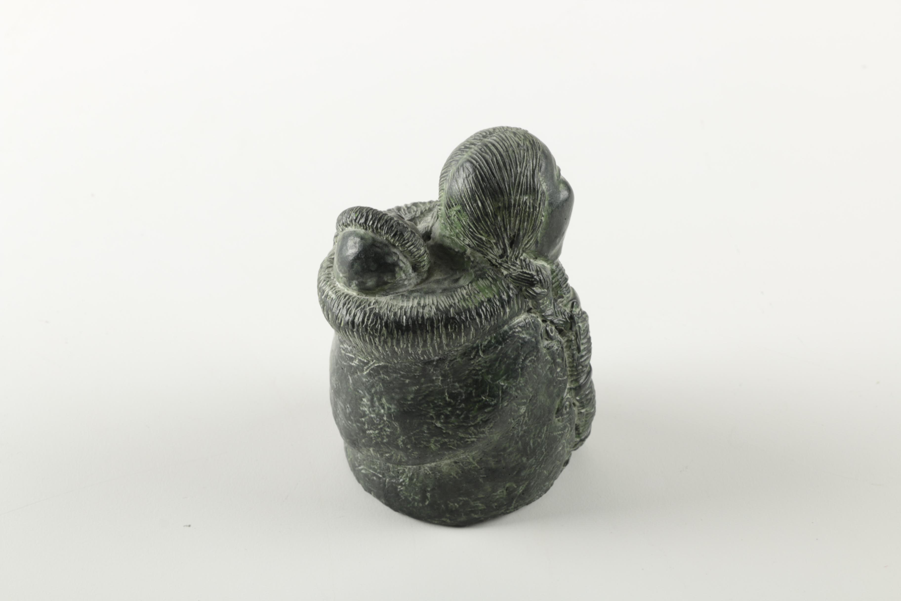 Inuit Mother and Child Resin Figurine