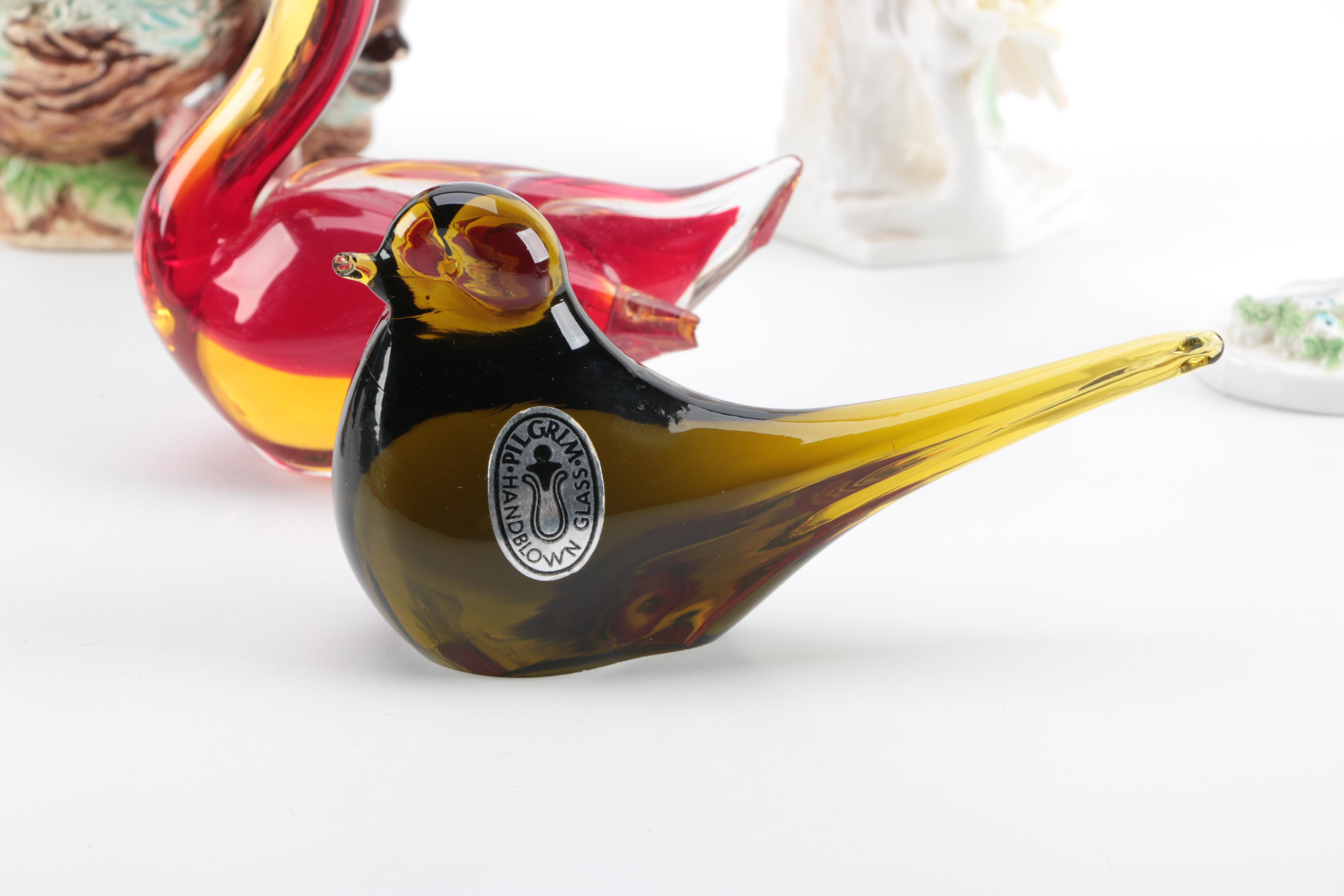 Glass and Porcelain Bird Figurines