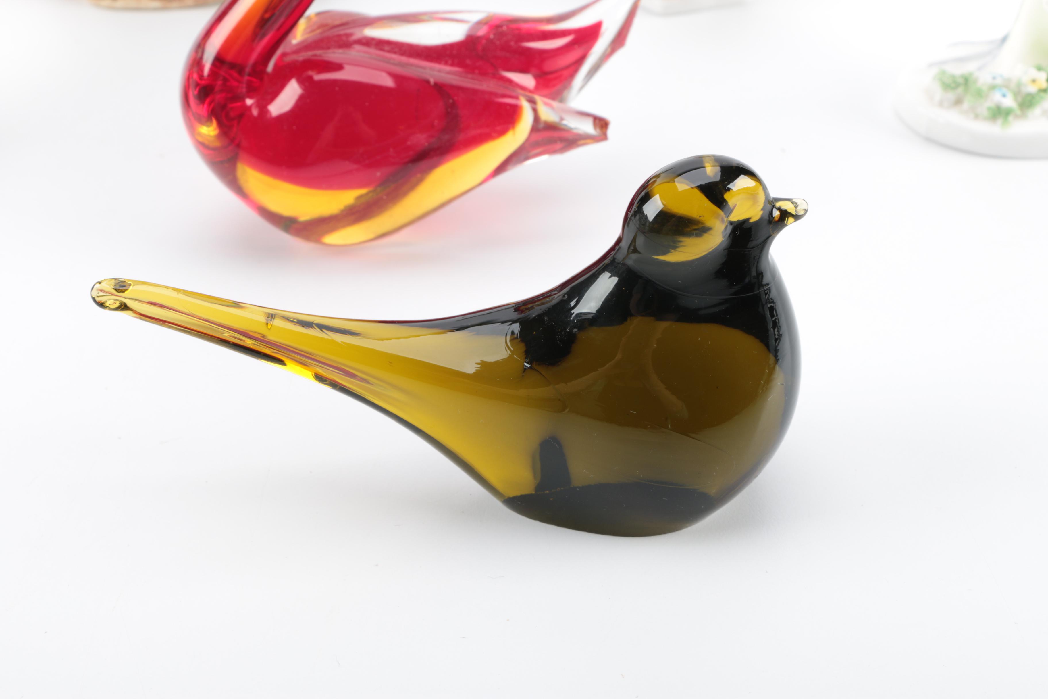 Glass and Porcelain Bird Figurines