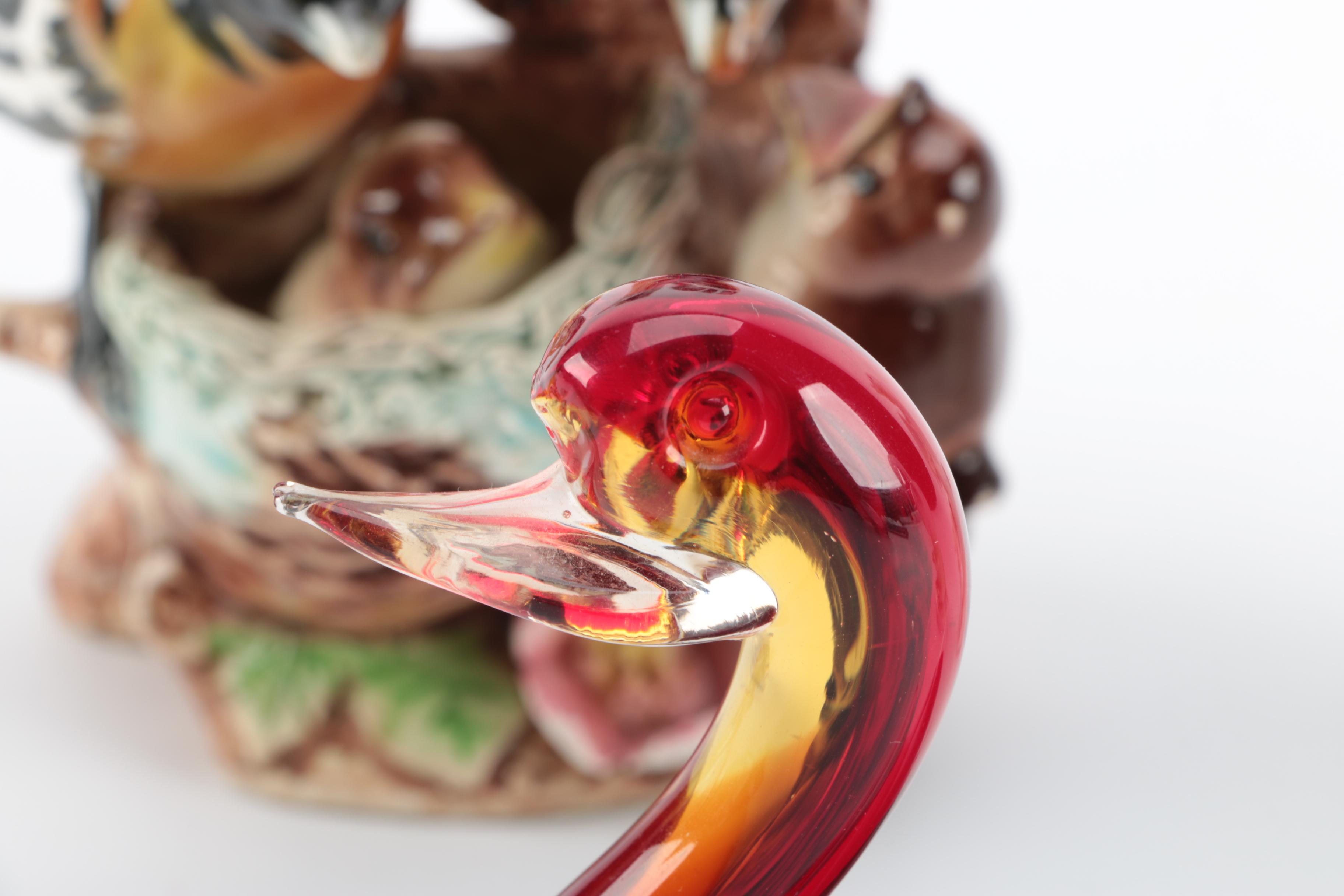 Glass and Porcelain Bird Figurines