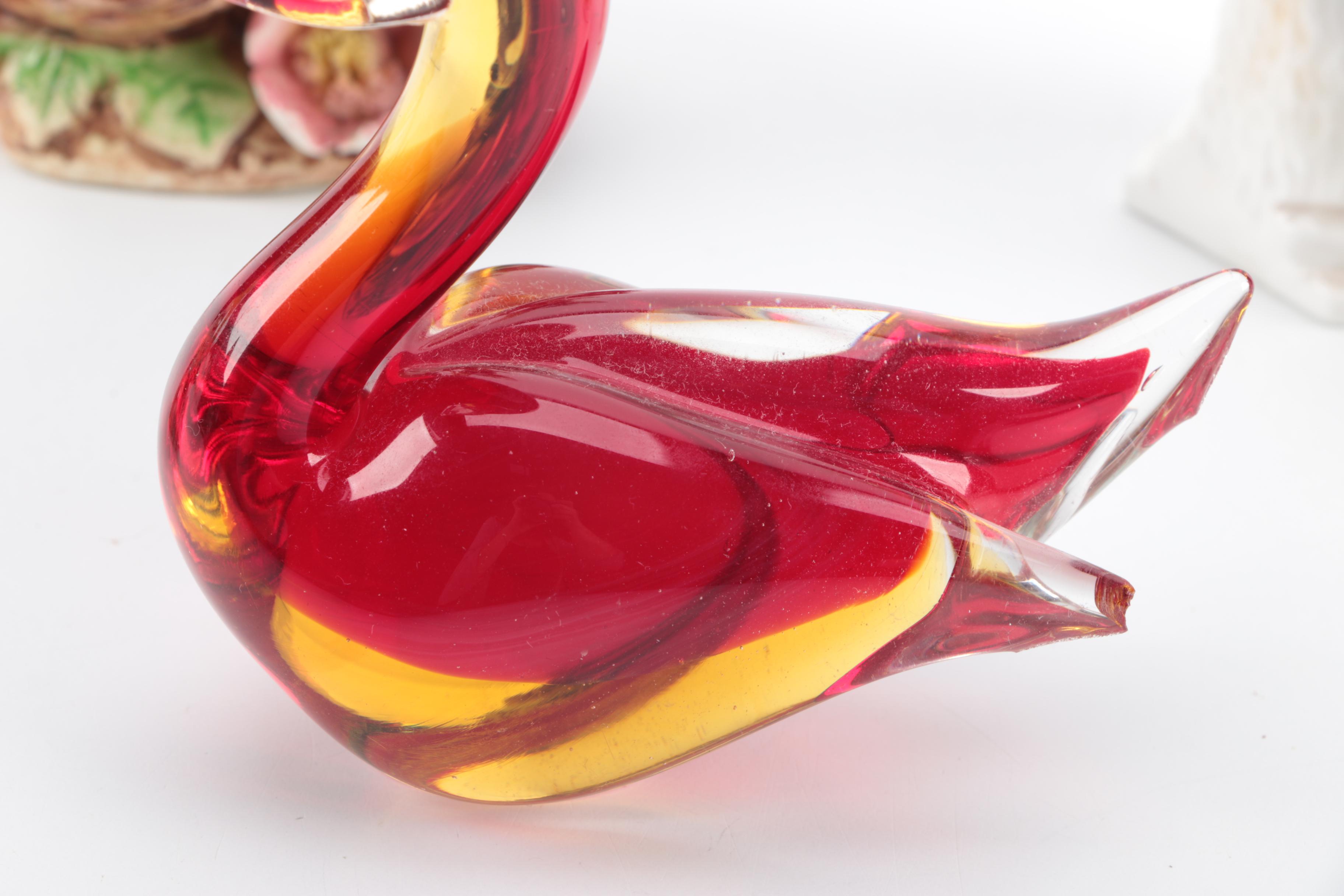 Glass and Porcelain Bird Figurines