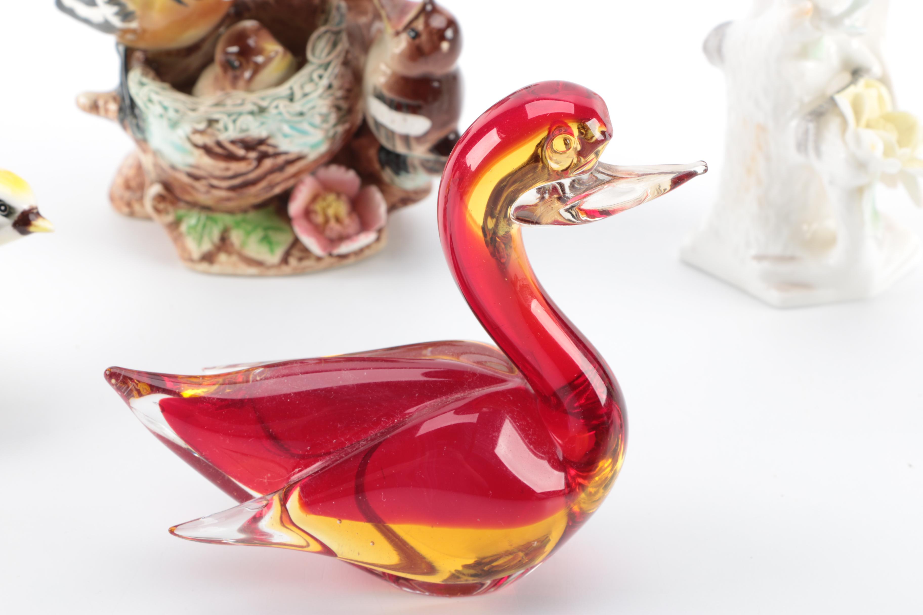 Glass and Porcelain Bird Figurines