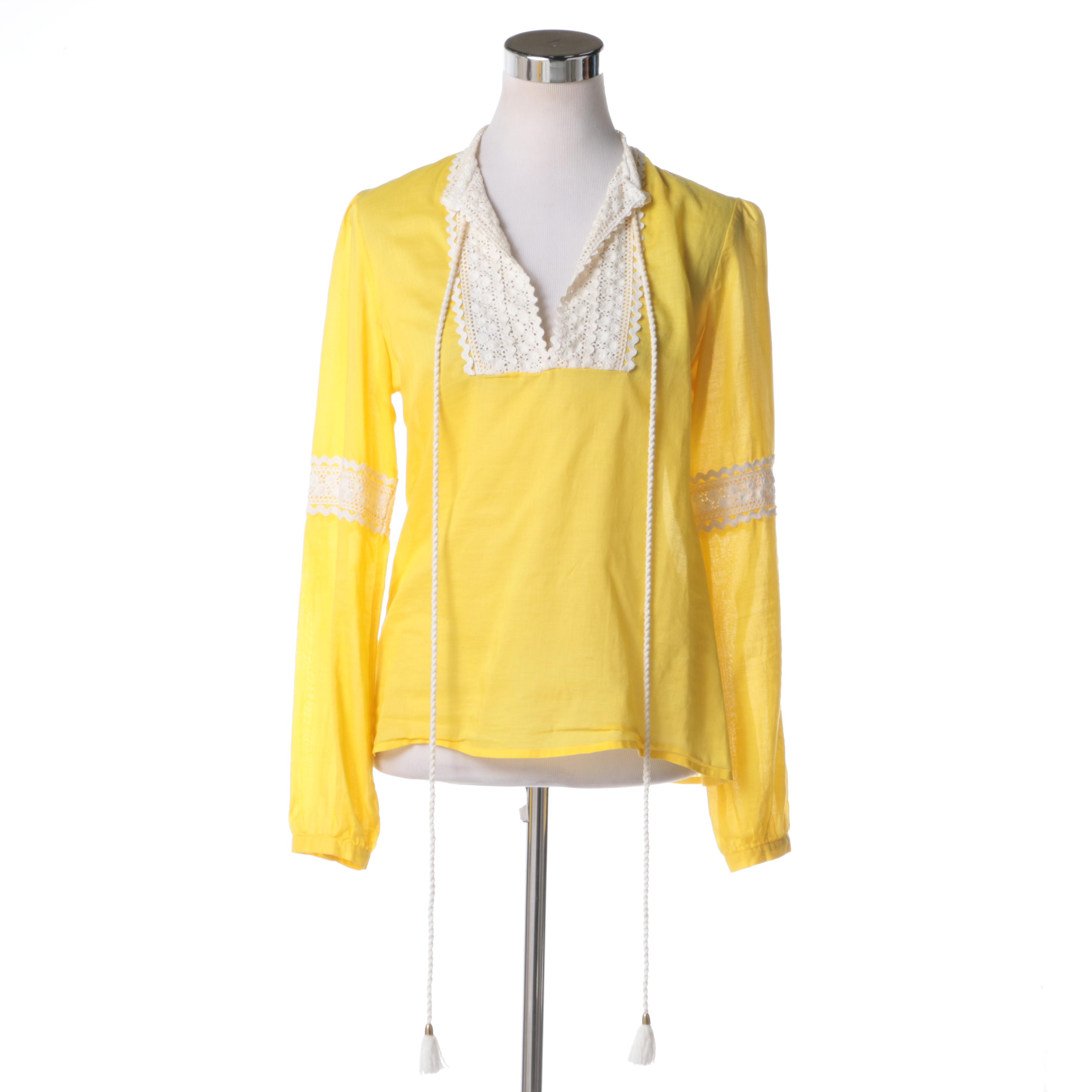 Tory Burch Yellow Peasant Top