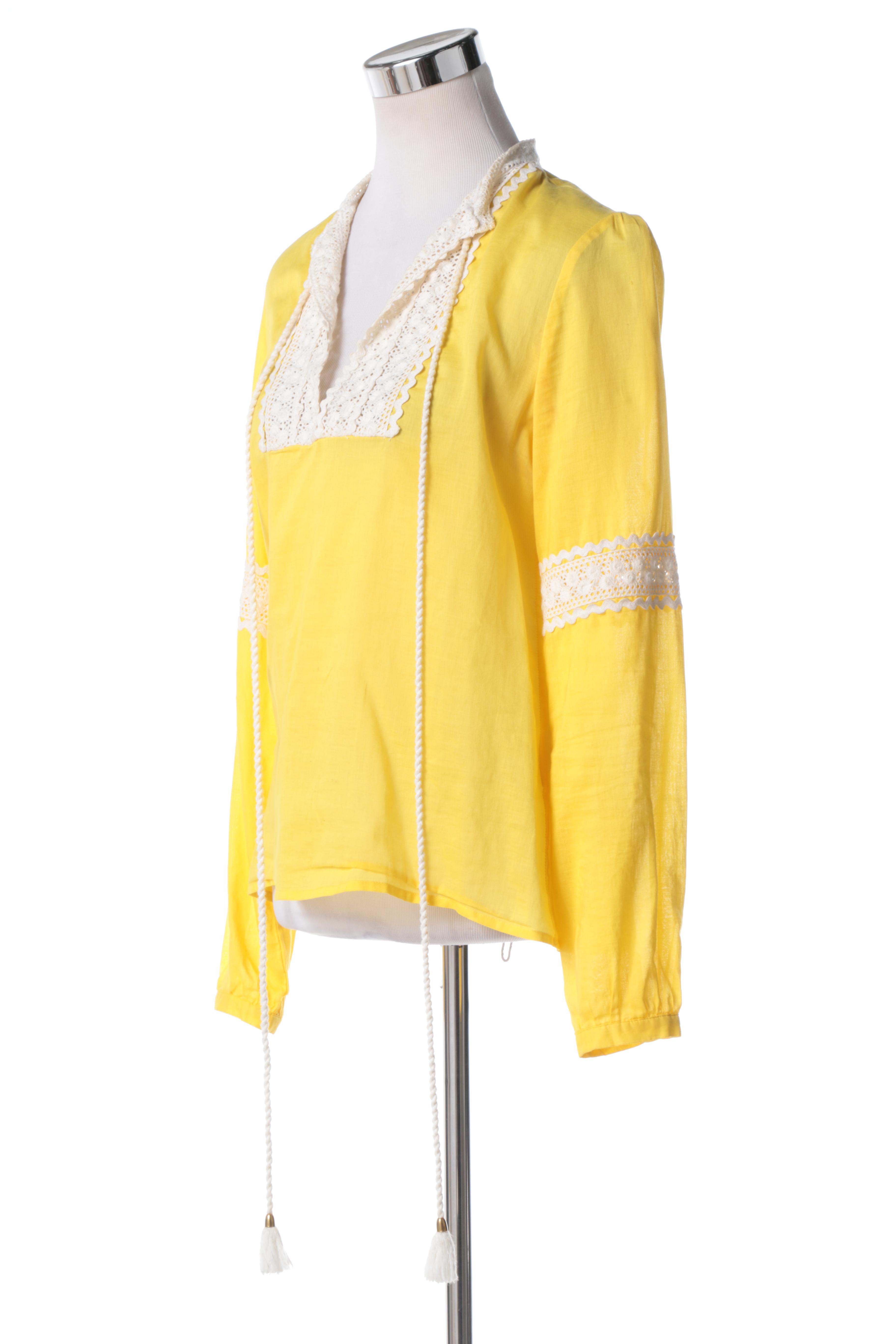 Tory Burch Yellow Peasant Top