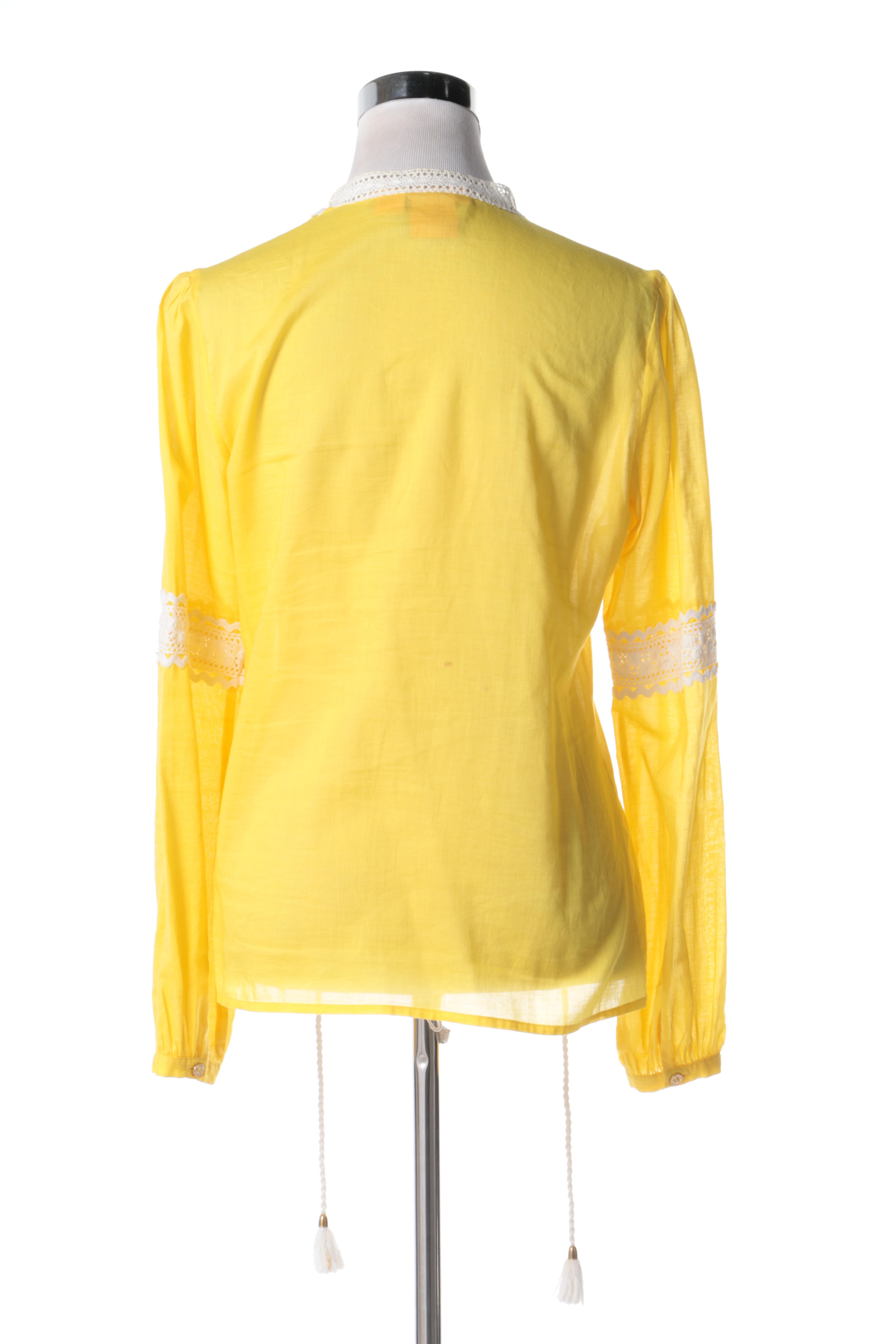 Tory Burch Yellow Peasant Top