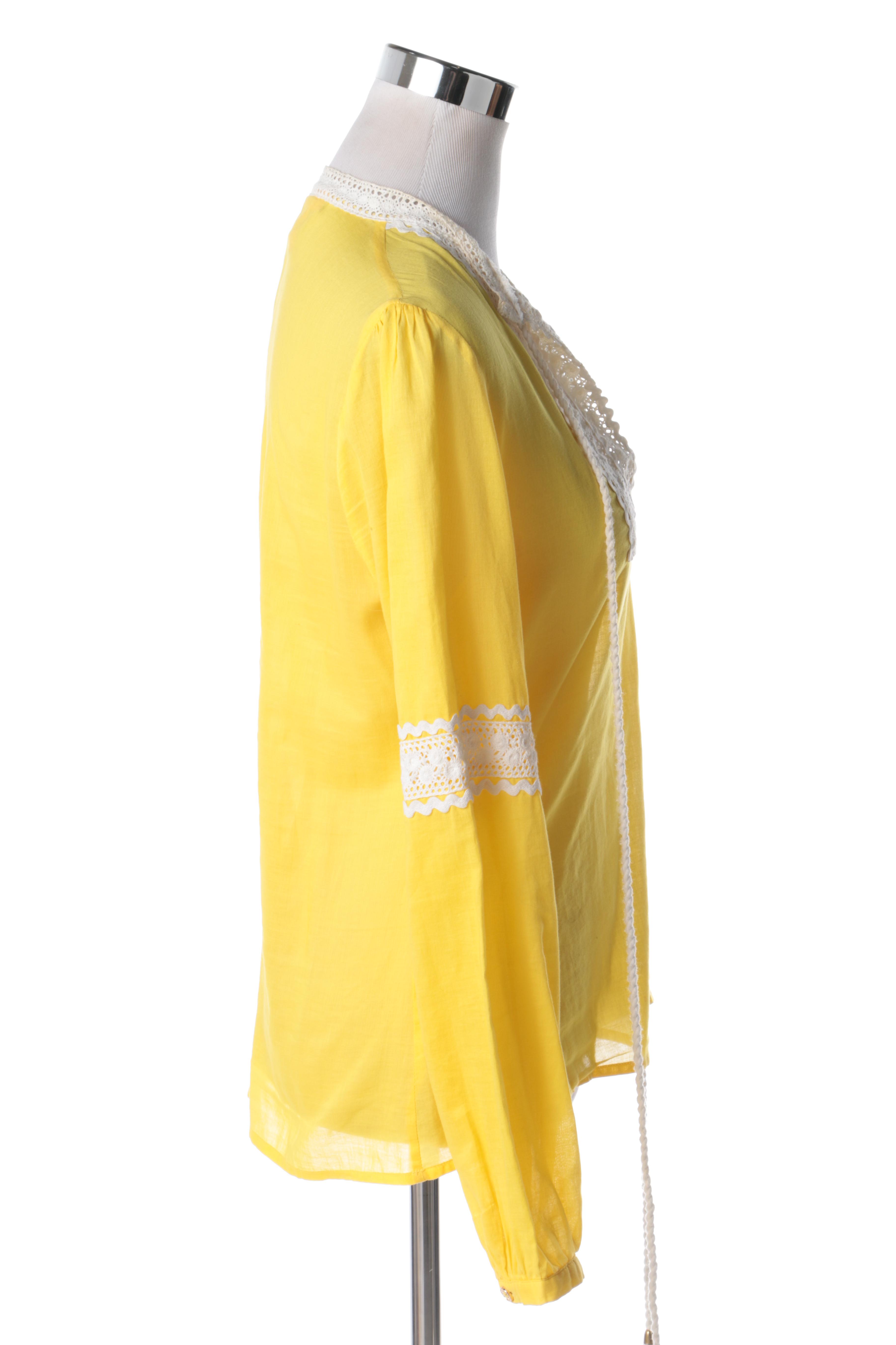 Tory Burch Yellow Peasant Top