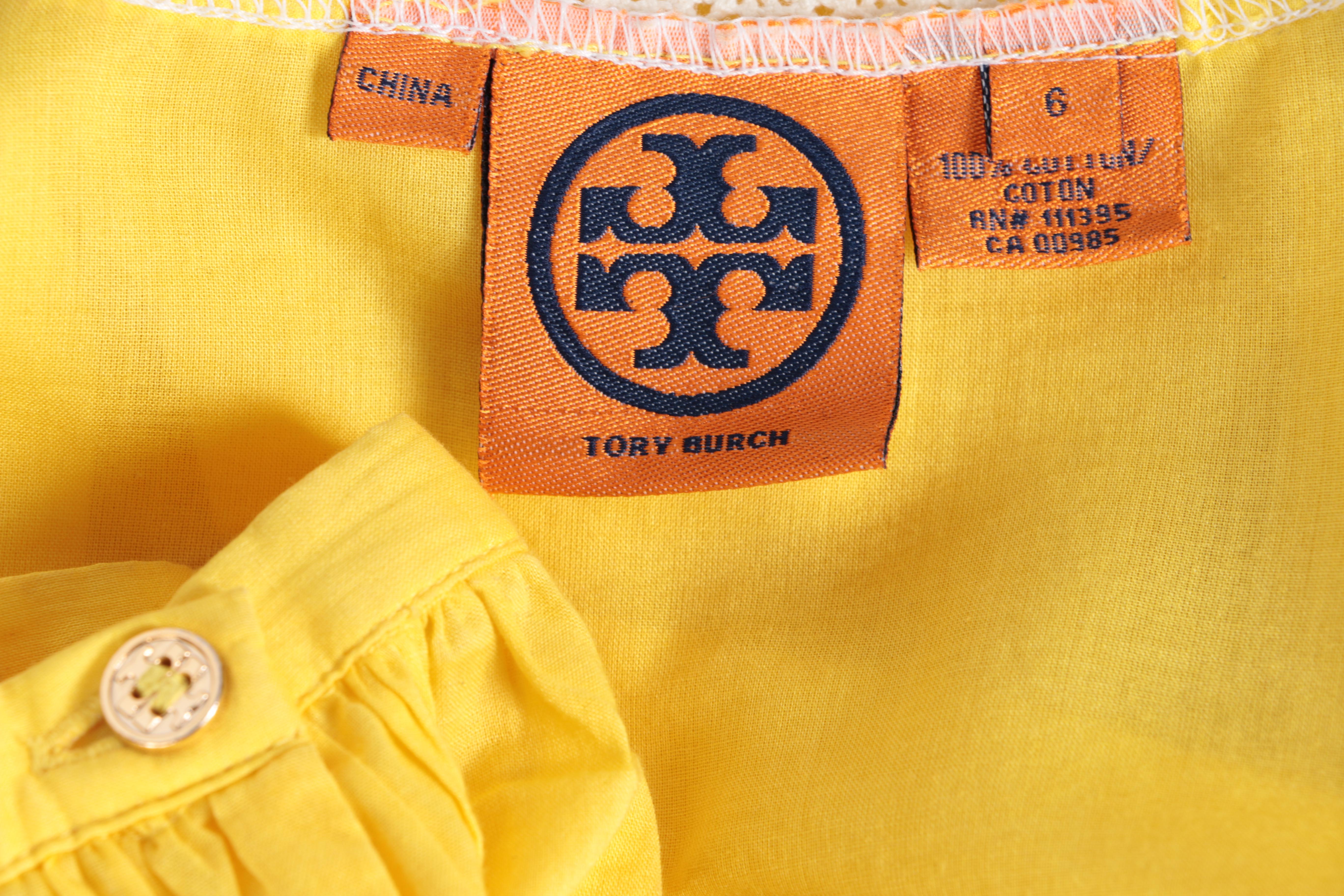 Tory Burch Yellow Peasant Top