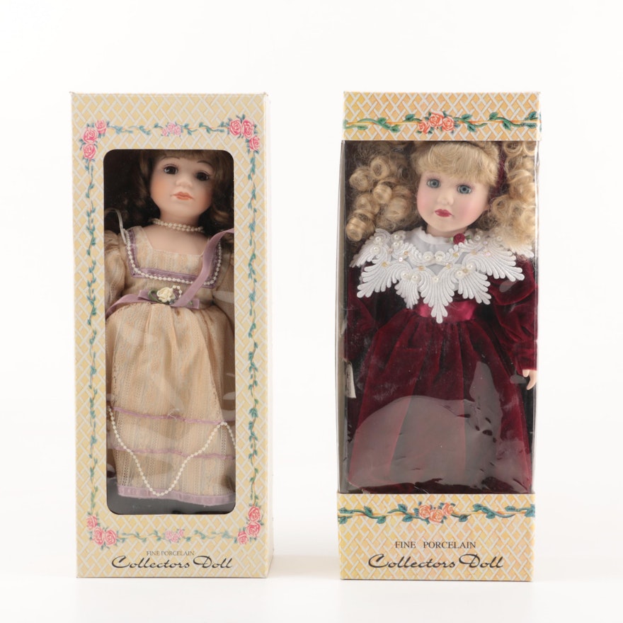 Pair of Vintage Porcelain Dolls