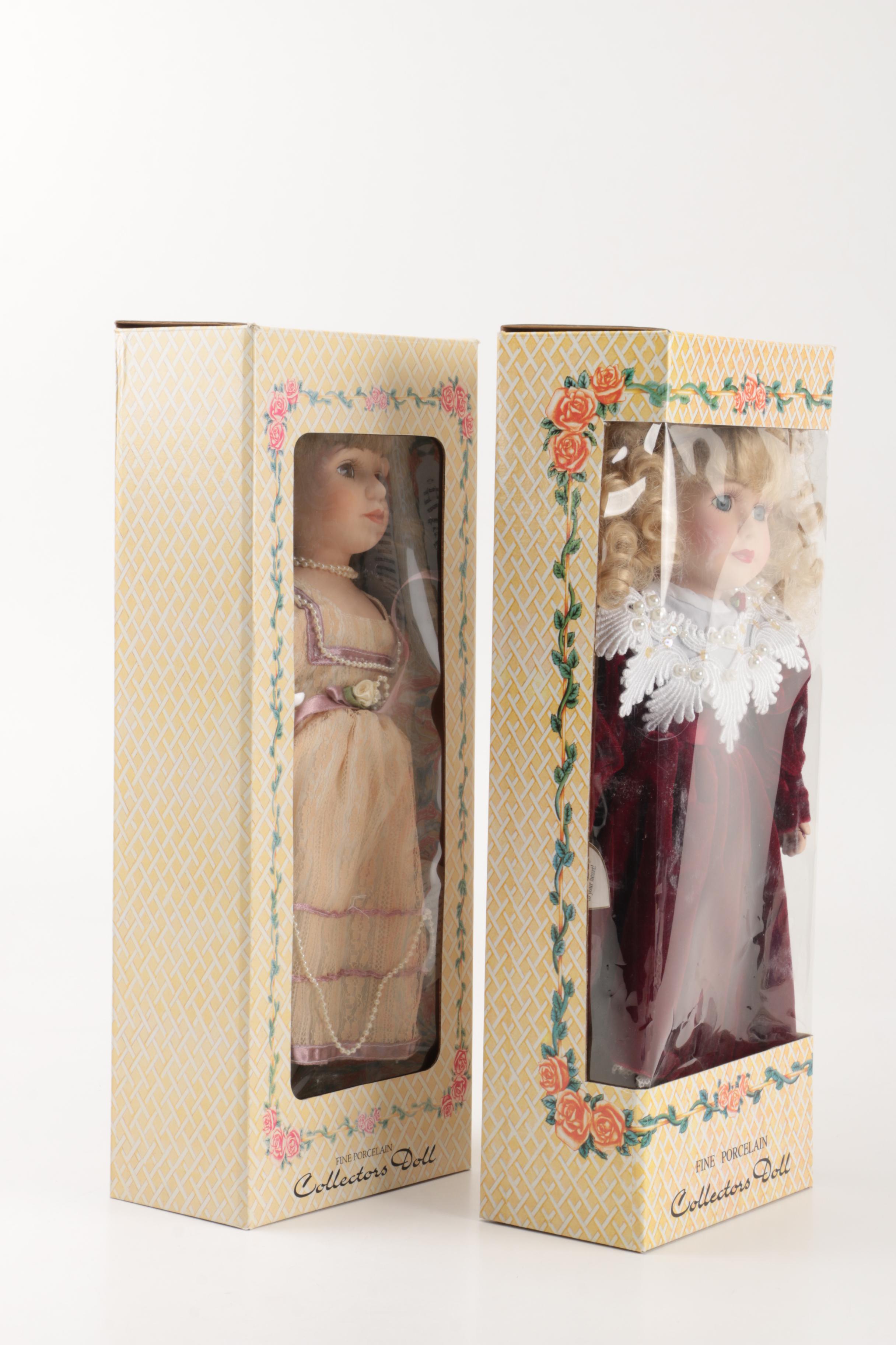 Pair of Vintage Porcelain Dolls