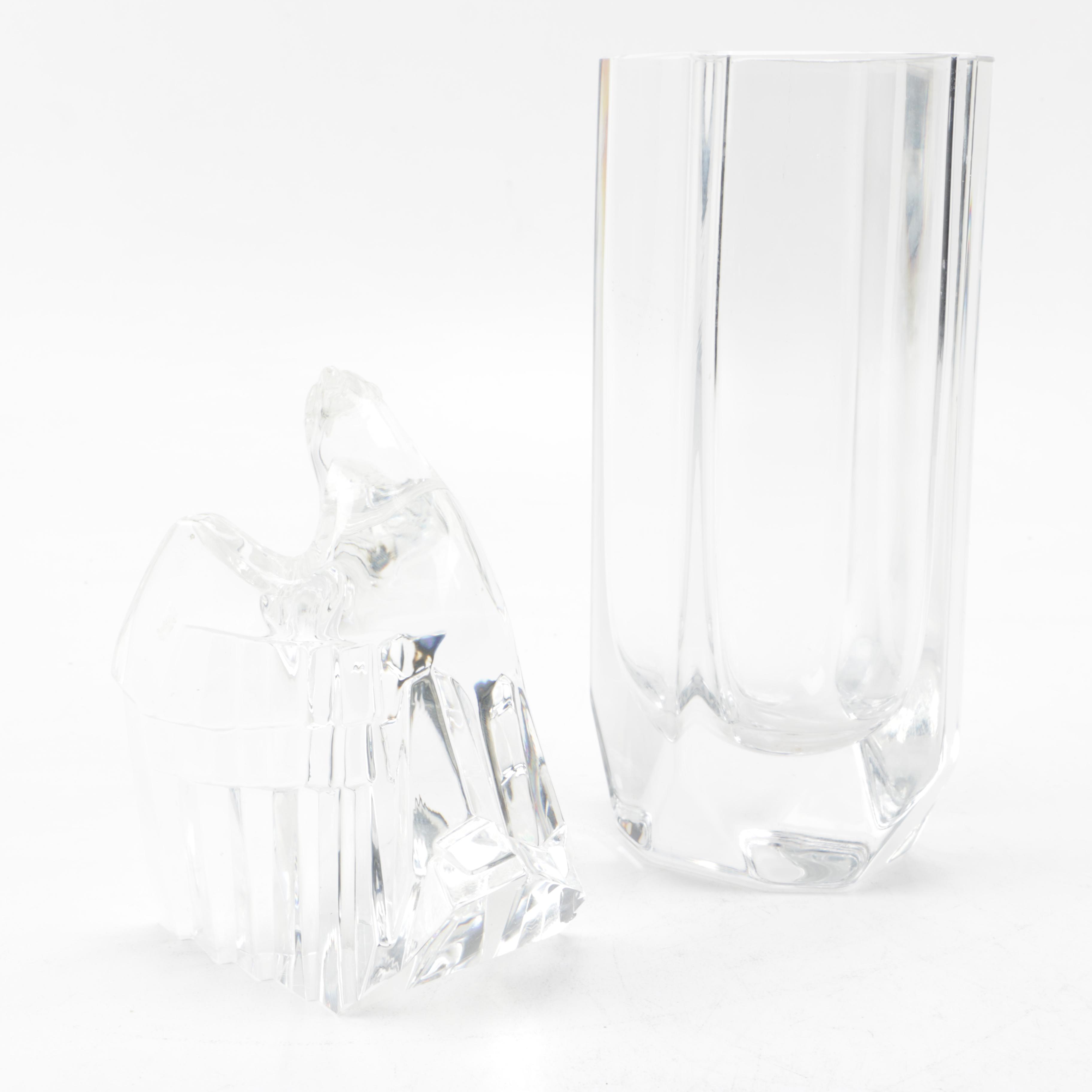 Steuben Eagle Paperweight and Crystal Vase