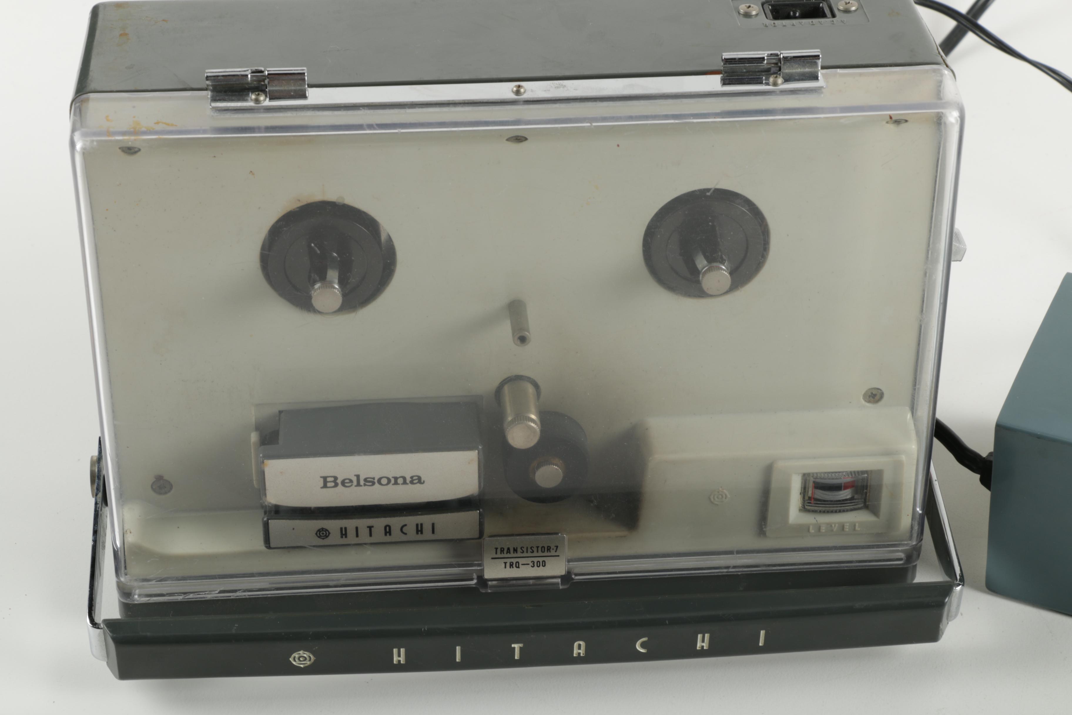 Hitachi Belsona Reel-to-Reel Tape Player and Transistor
