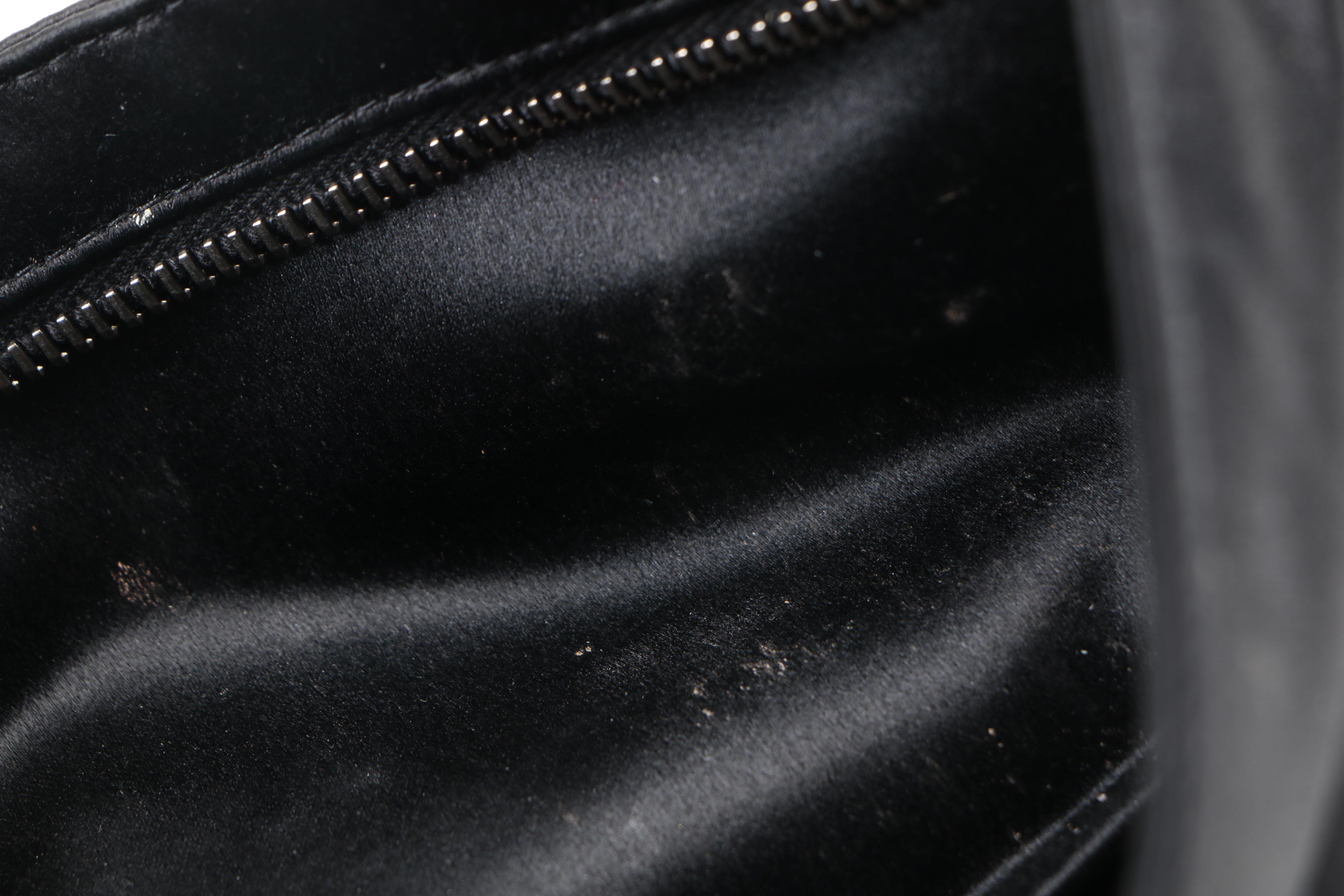 Prada Black Satin Clutch with Rhinestone Embellishments