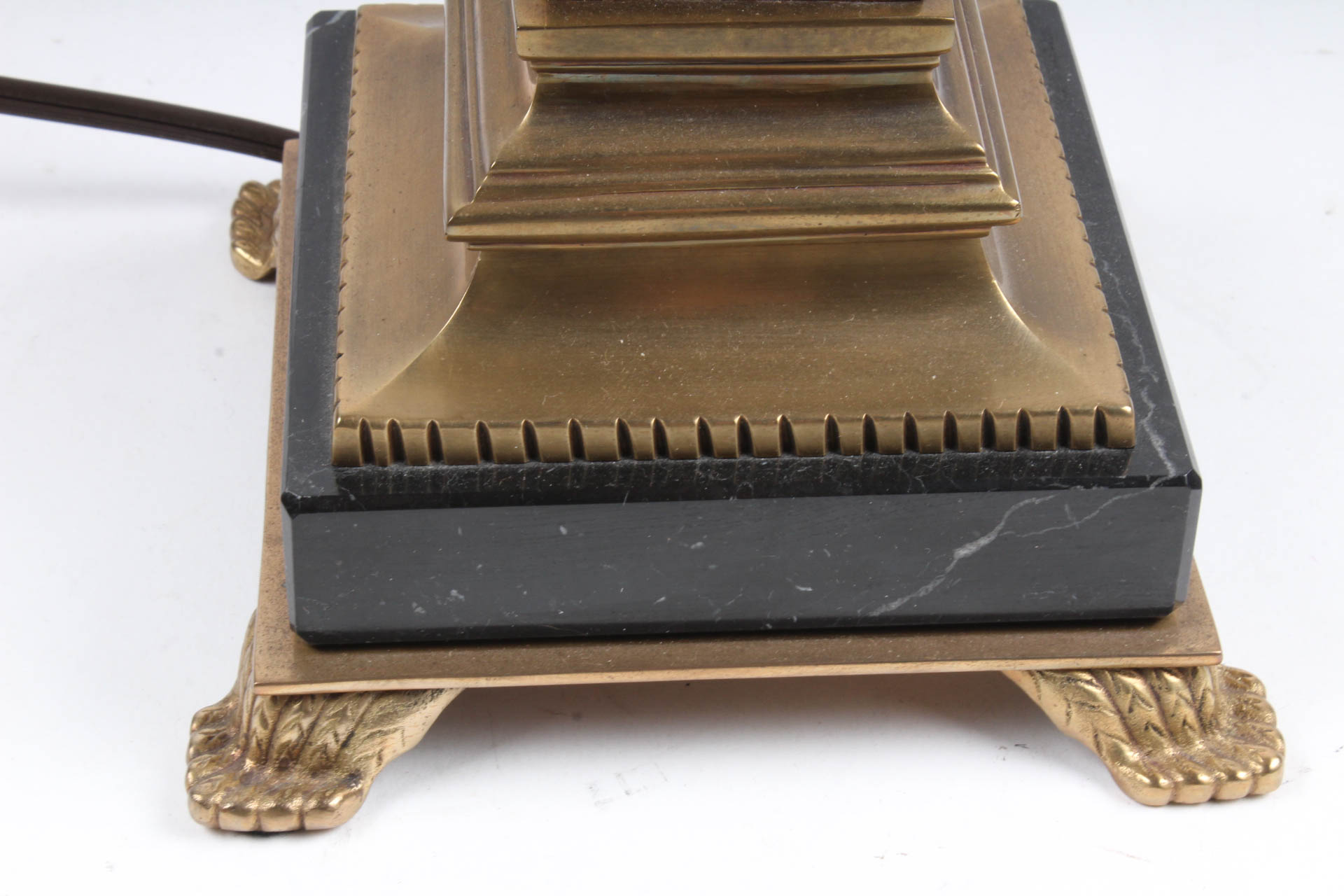 Neoclassical Revival Brass and Marble Lamp