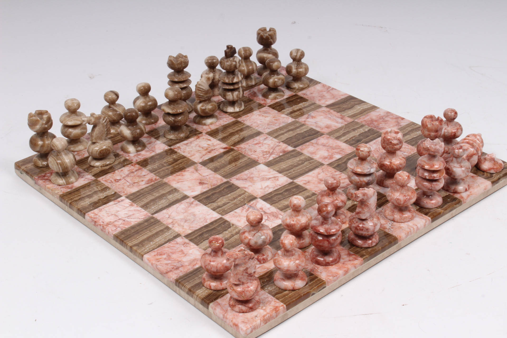 Two-Tone Carved Stone Chess Game