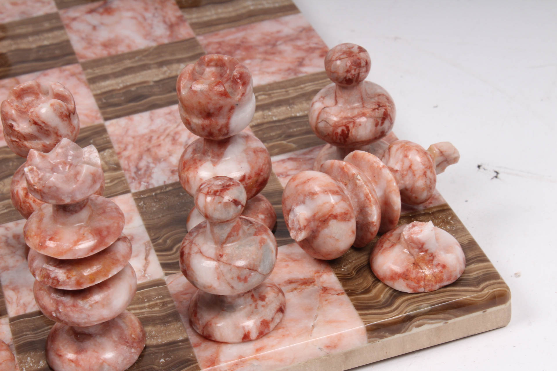 Two-Tone Carved Stone Chess Game