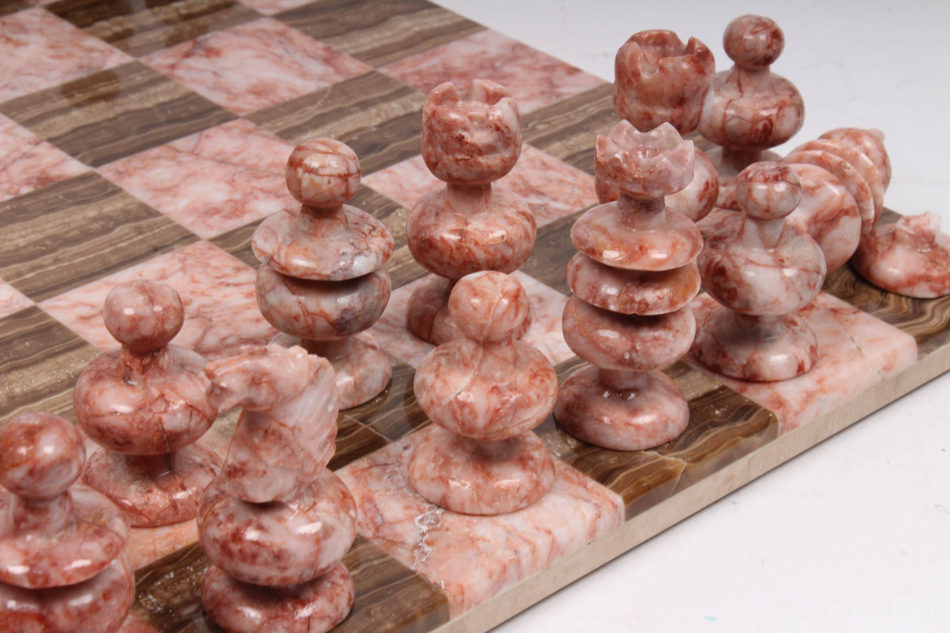 Two-Tone Carved Stone Chess Game