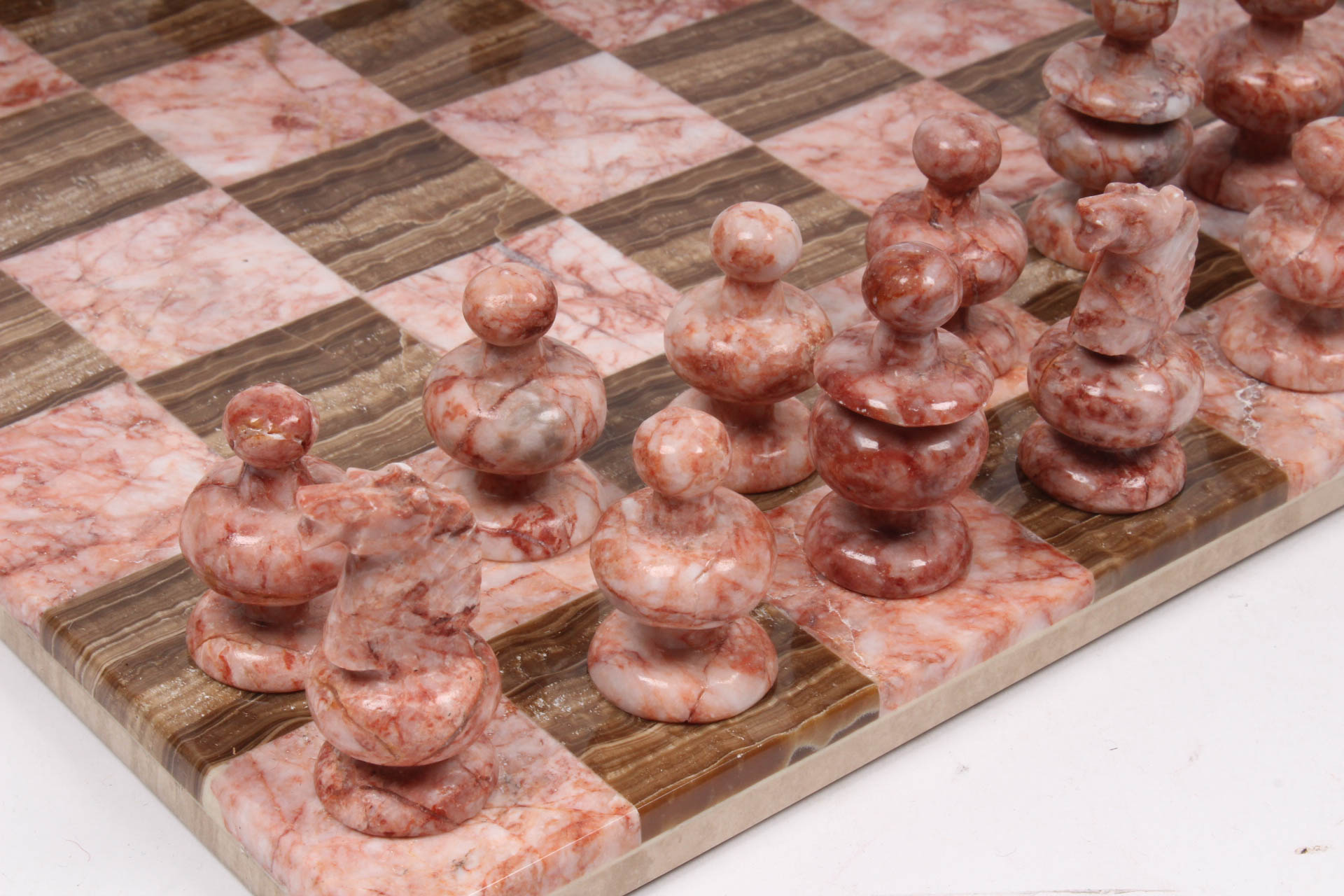 Two-Tone Carved Stone Chess Game