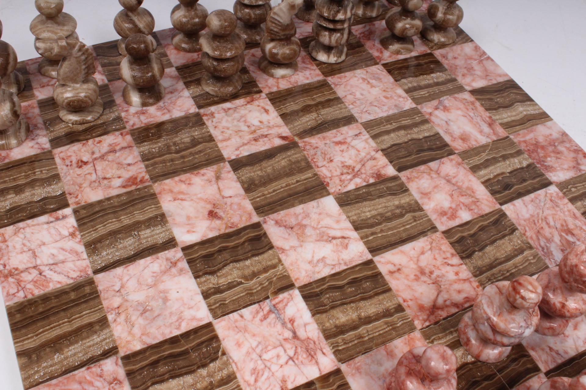 Two-Tone Carved Stone Chess Game