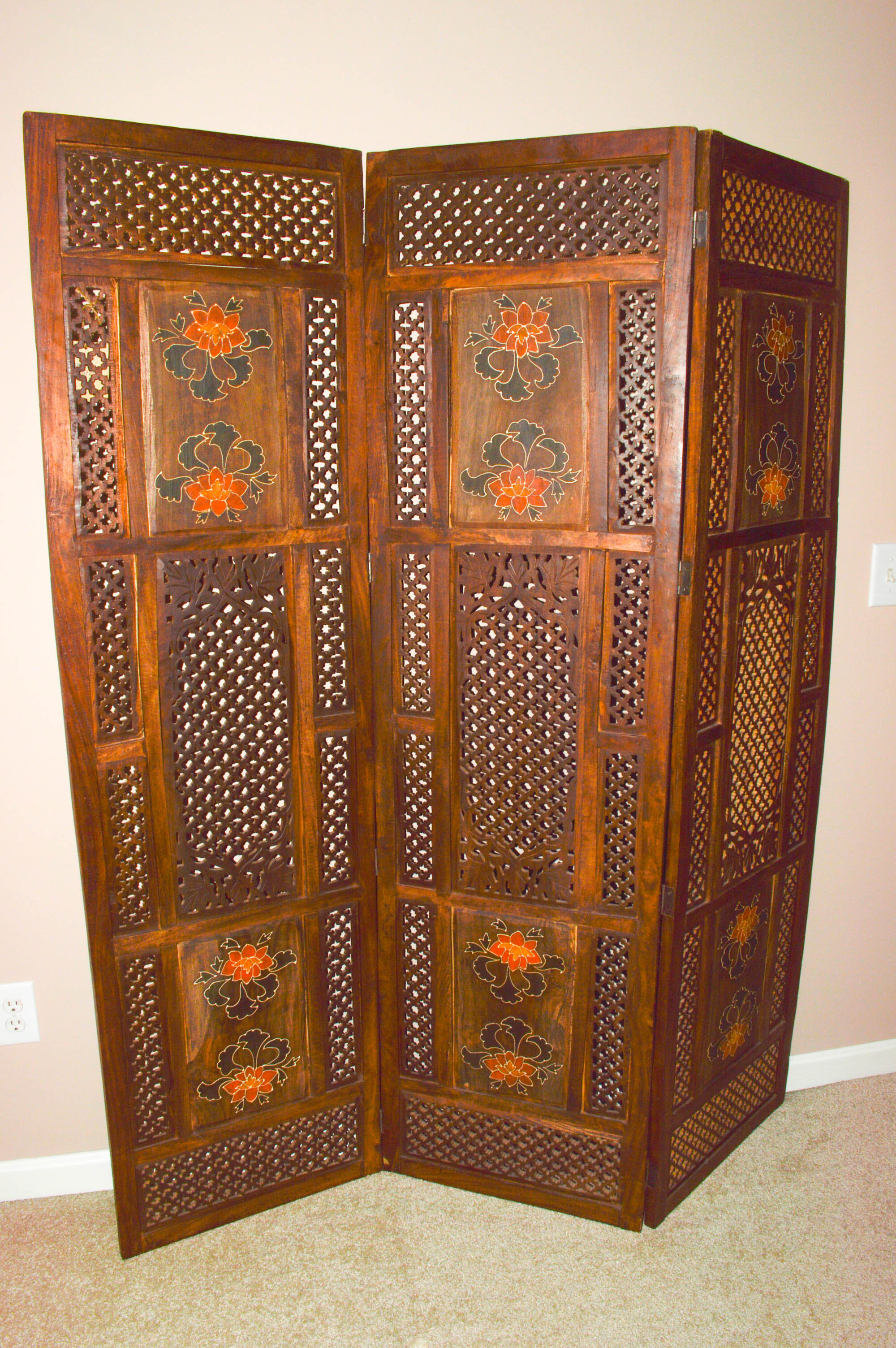 World Market "Bela" Hand Painted Folding Screen/Room Divider