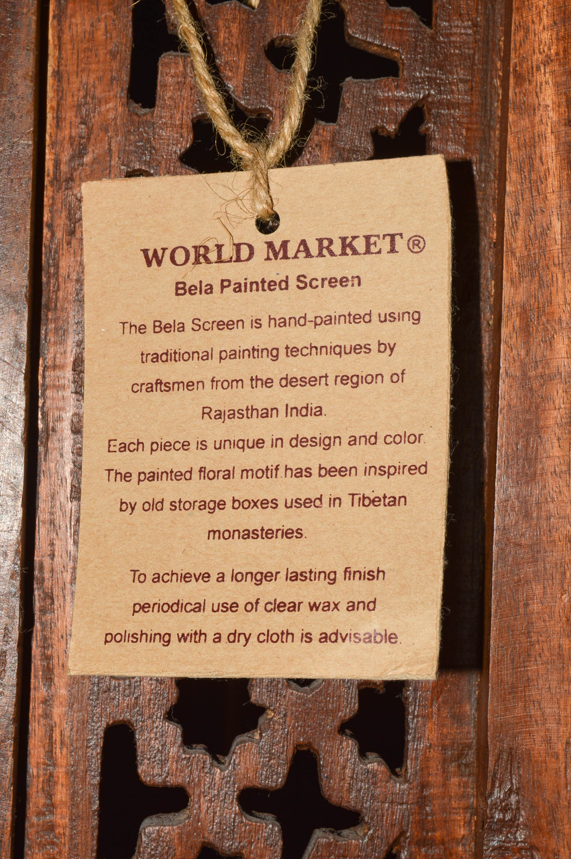 World Market "Bela" Hand Painted Folding Screen/Room Divider