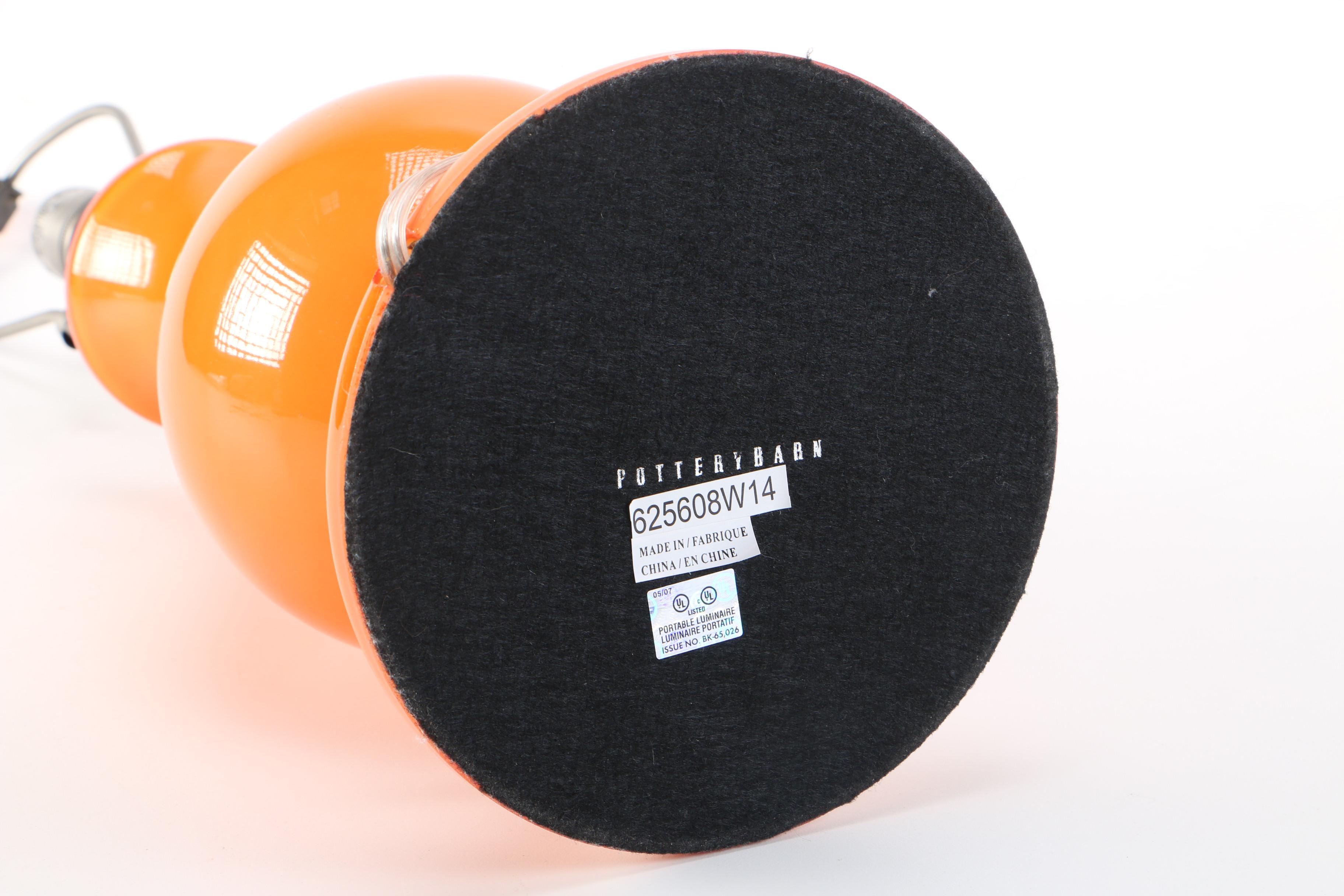 Pottery Barn Orange Ceramic Lamp and Shade