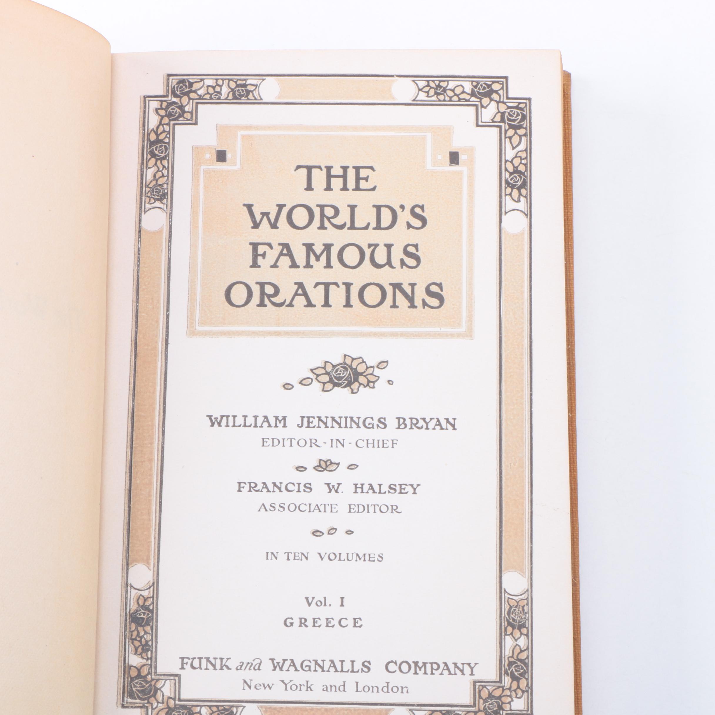 Complete Set of "The World's Famous Orations"