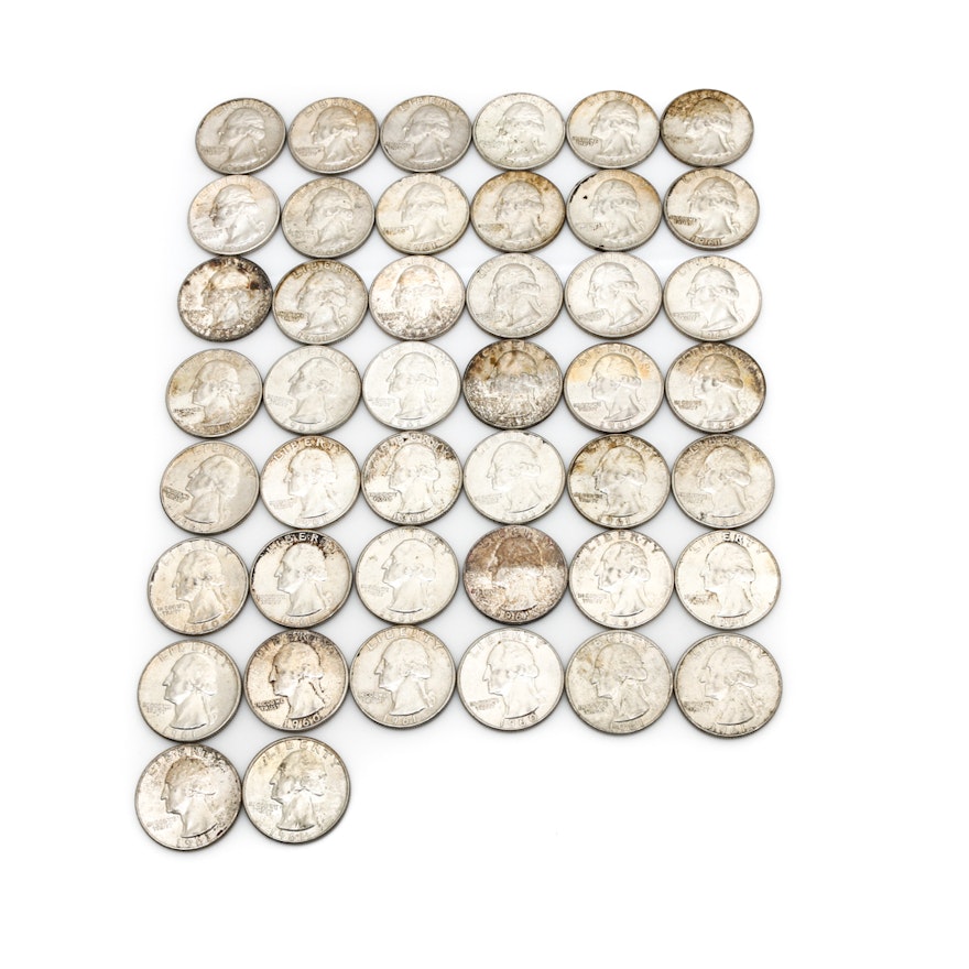 Forty-Four Washington Silver Quarters