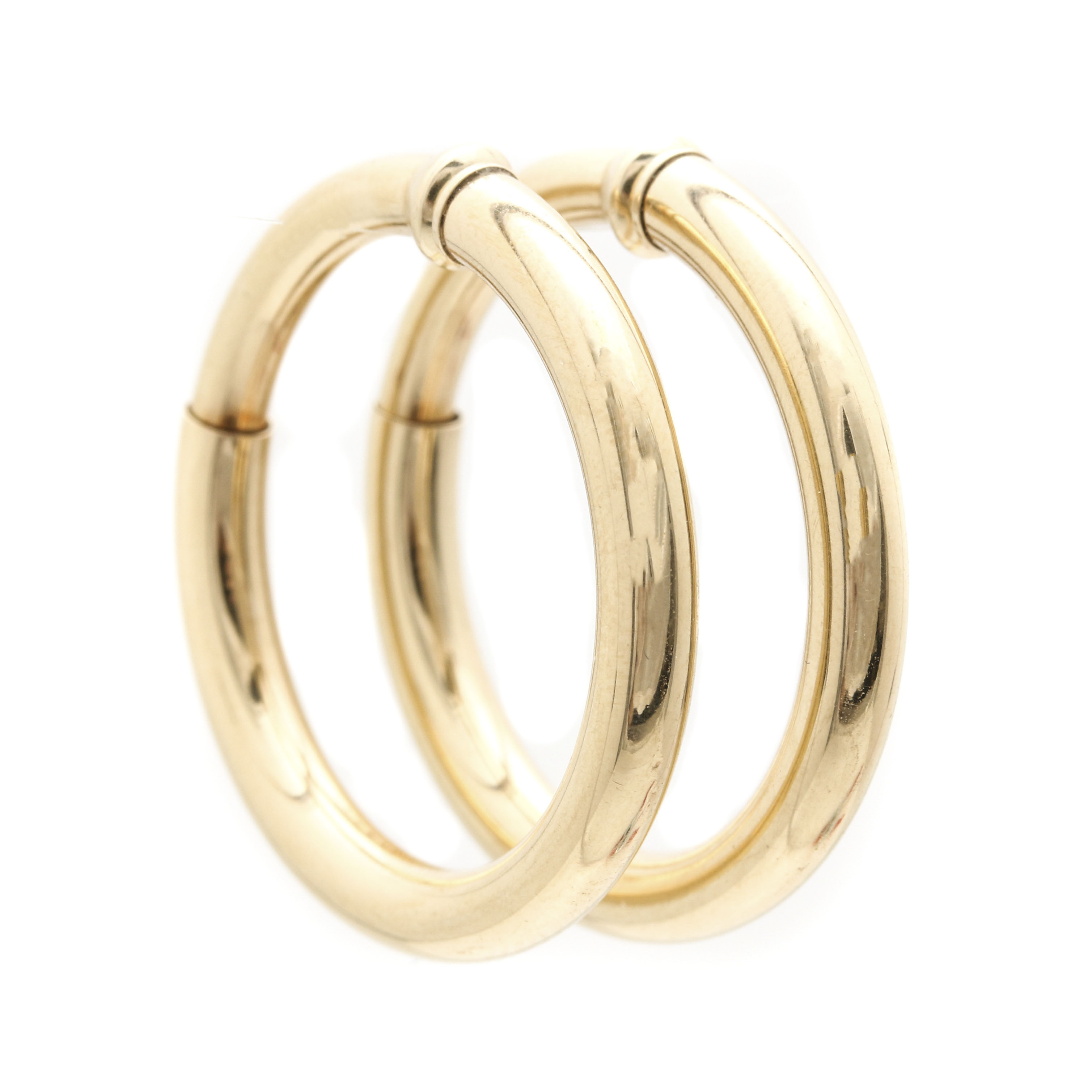 14K Yellow Gold Clip On Hoop Earrings