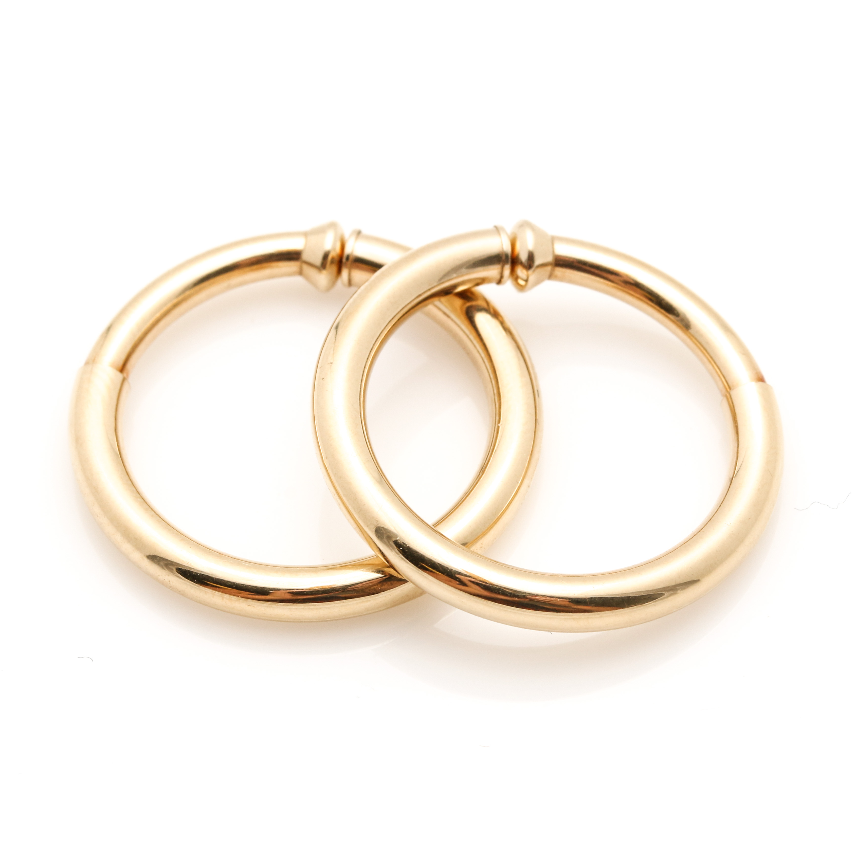14K Yellow Gold Clip On Hoop Earrings