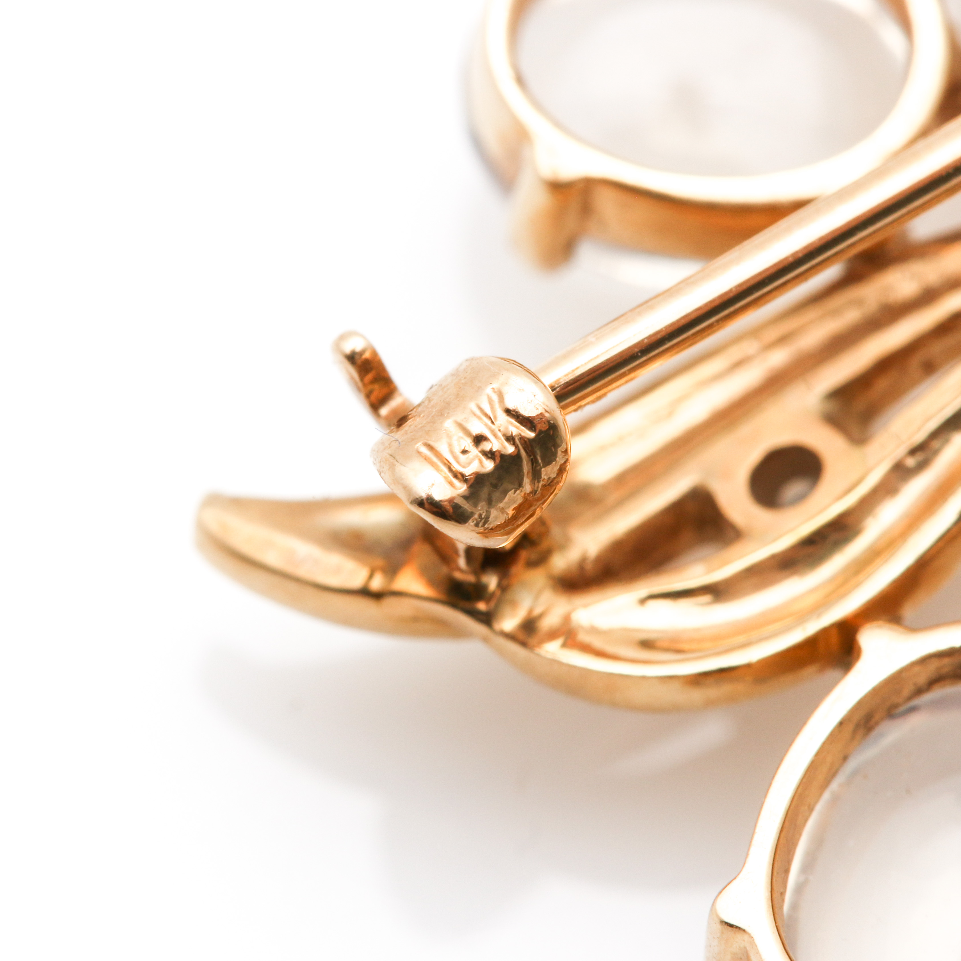 14K Yellow Gold Sapphire and Moonstone Brooch