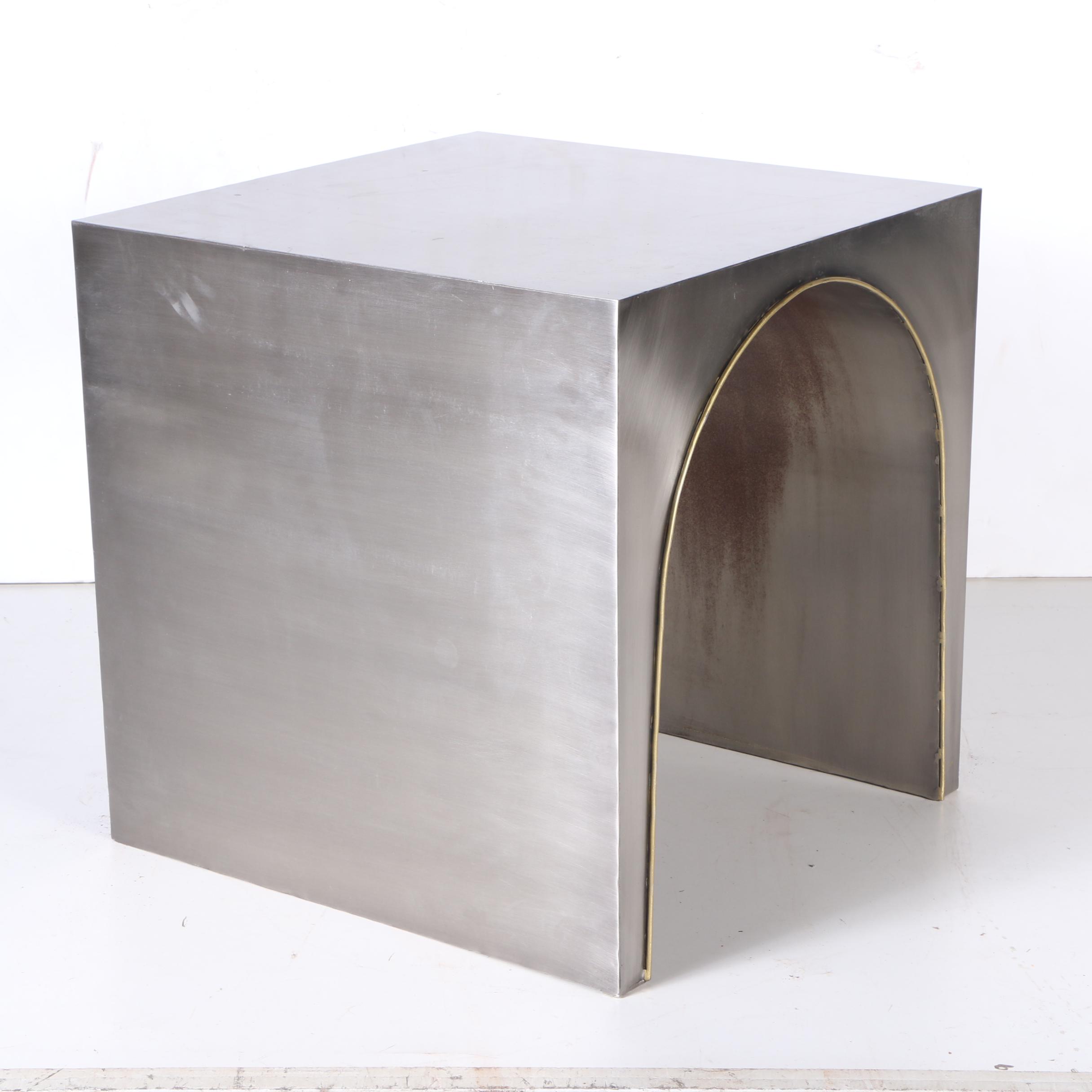 Industrial Style Sheet Metal Side Table