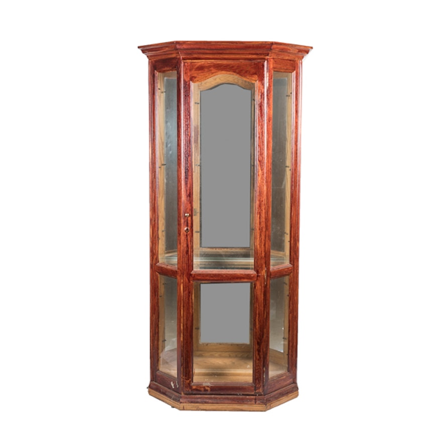 Oak Lighted Curio Cabinet