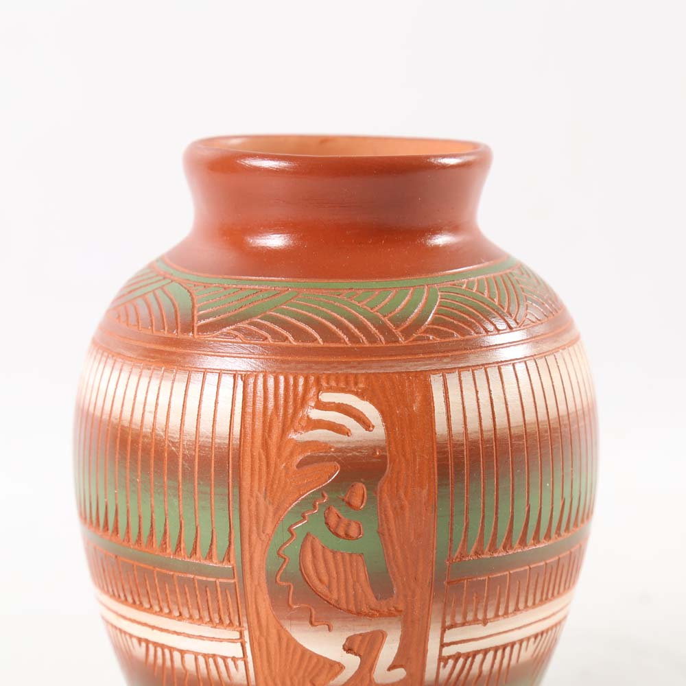 Kokopelli Native American Pottery Vase