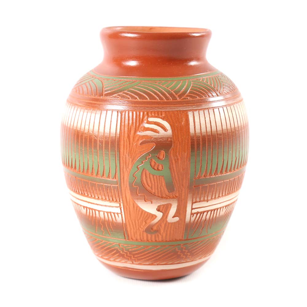 Kokopelli Native American Pottery Vase