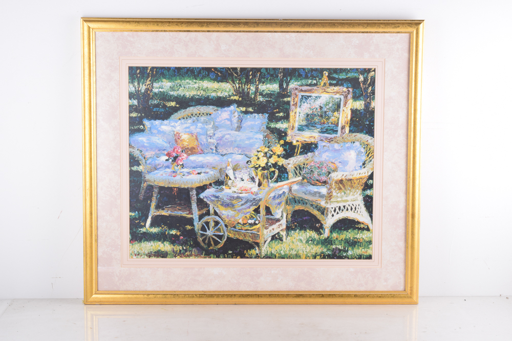 H. Gordon Wang Offset Lithograph of Wicker Furniture